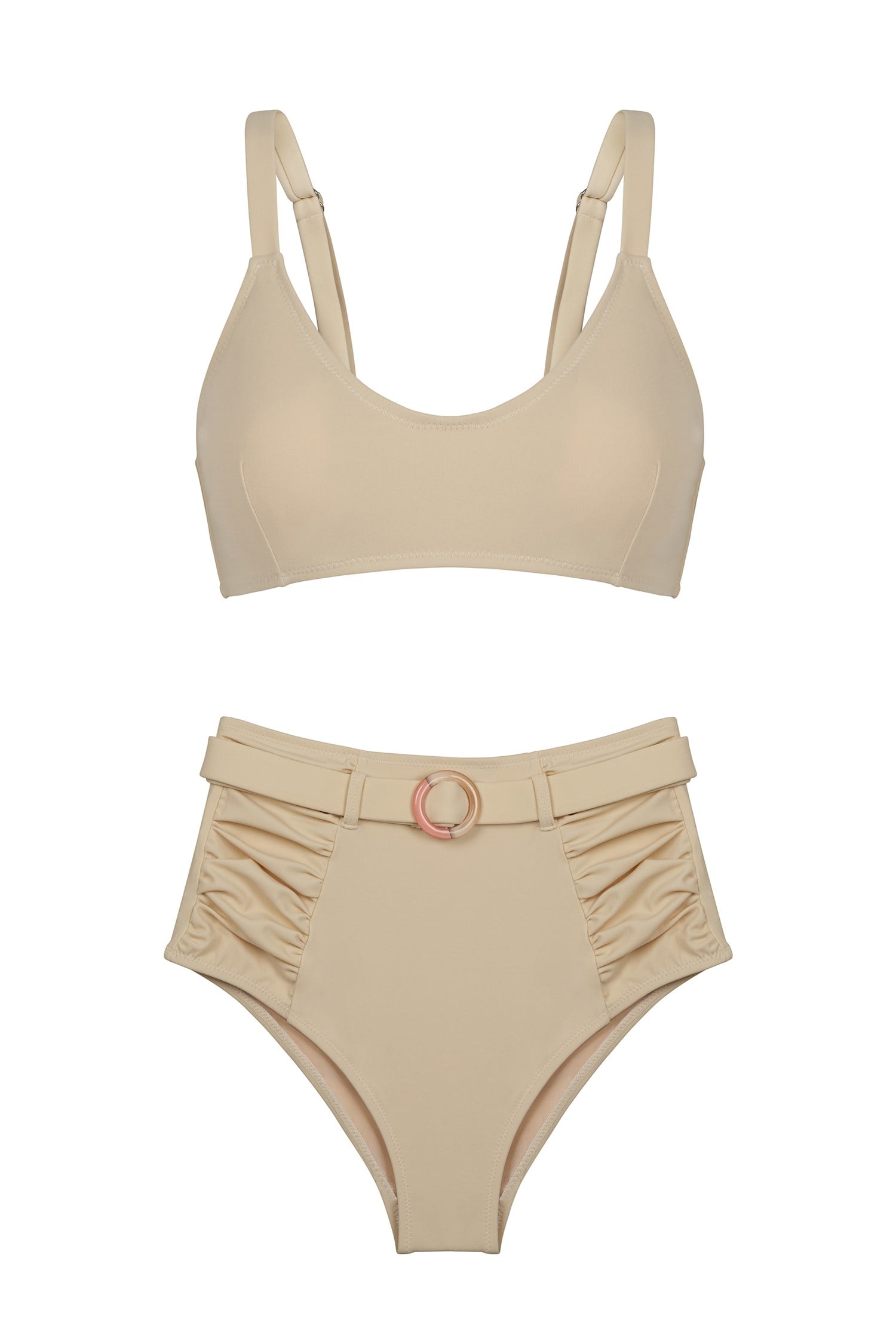 V Kesim Bej Bikini Takım