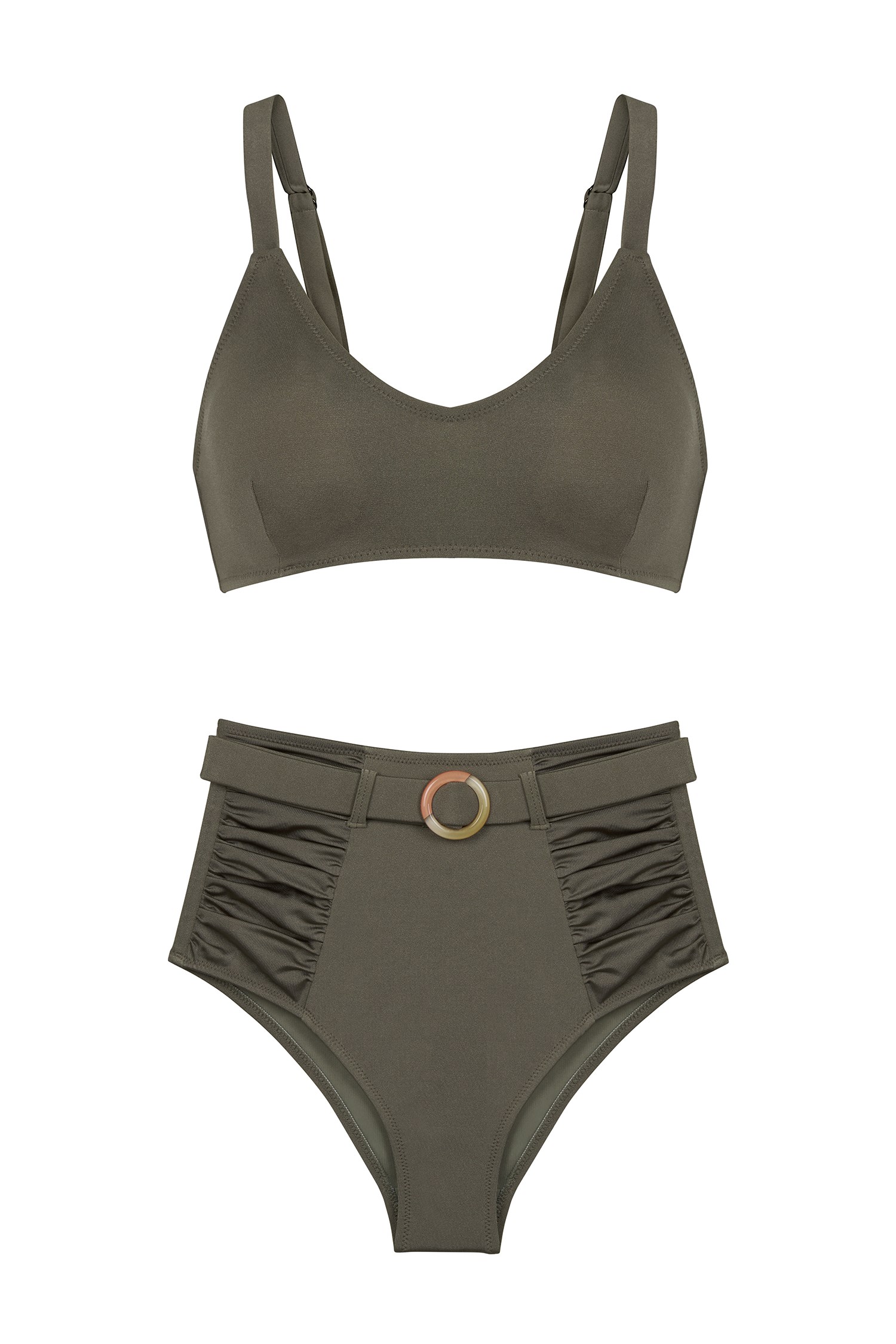 V Kesim Haki Bikini Takım