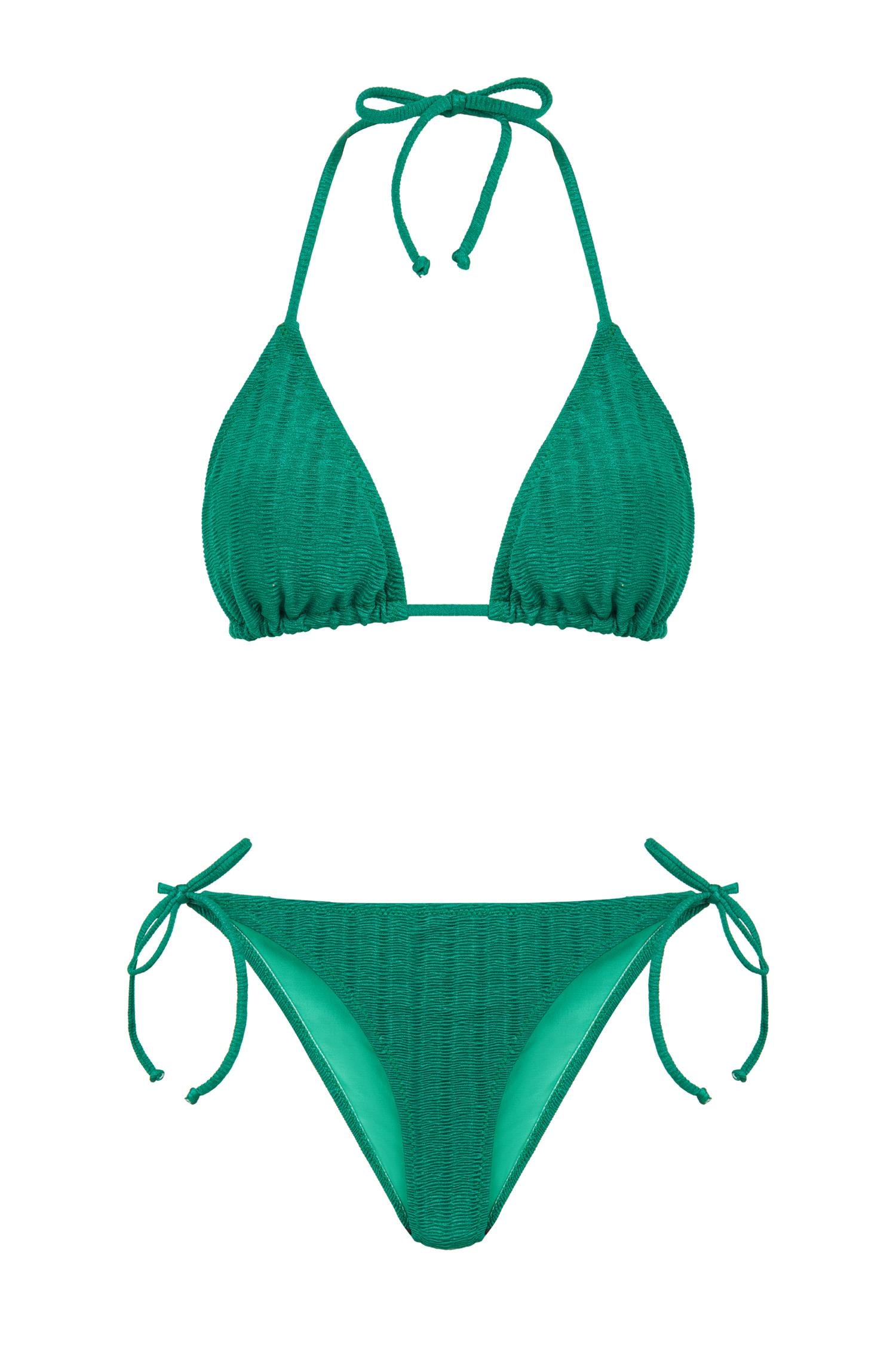 Yeşil Bürümcük Üçgen Bikini Takım
