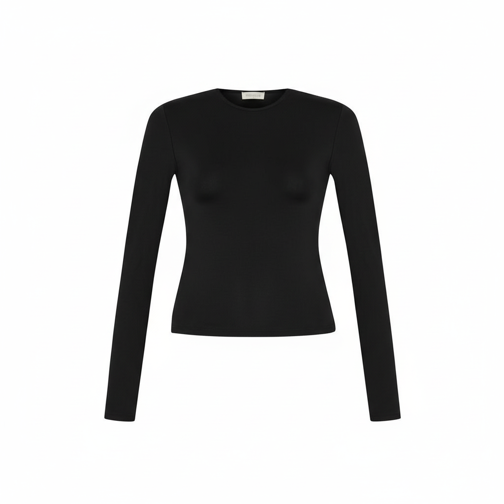 Bisiklet Yaka Siyah Bluz