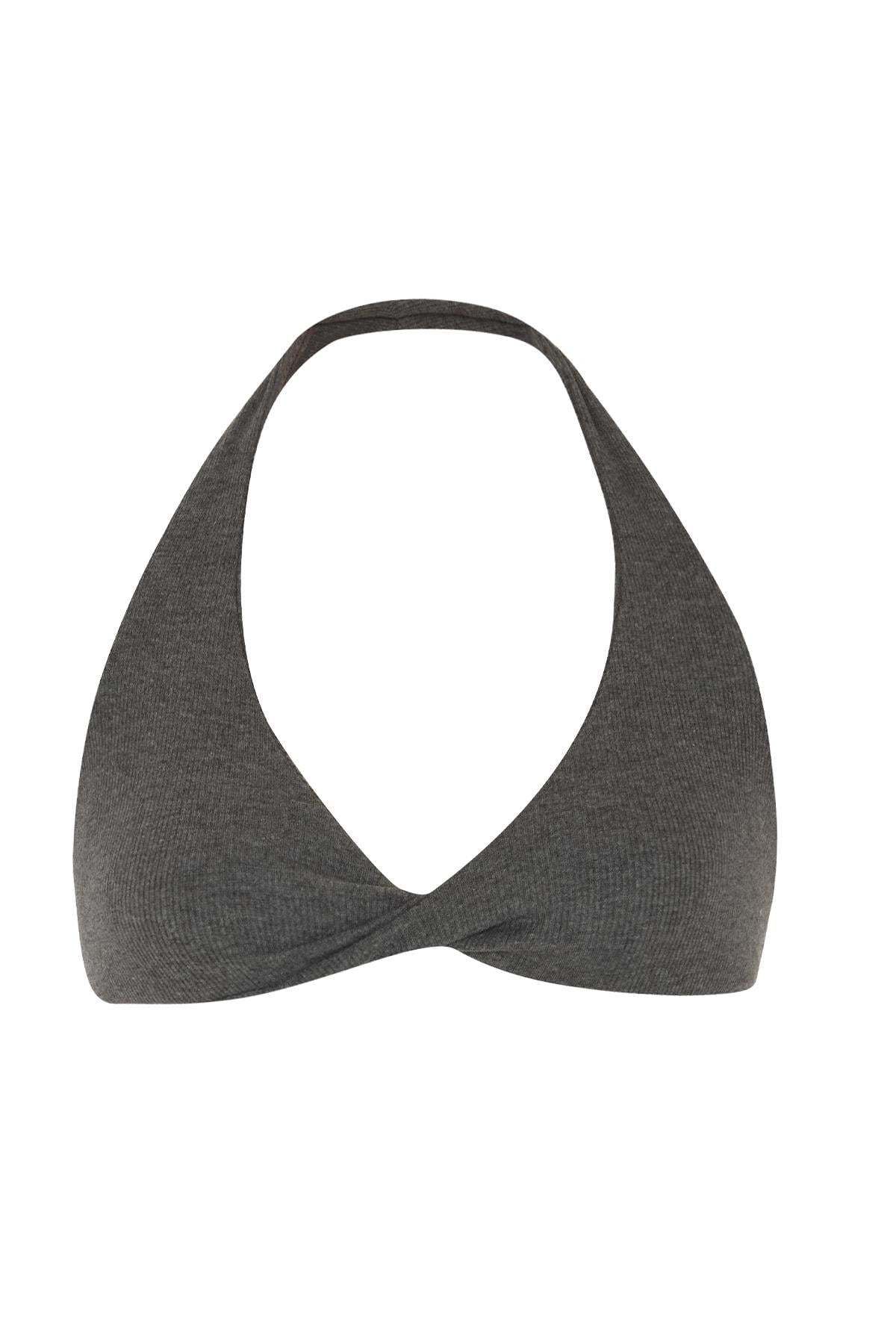 Kaşkorse Gri Melanj Crop Top