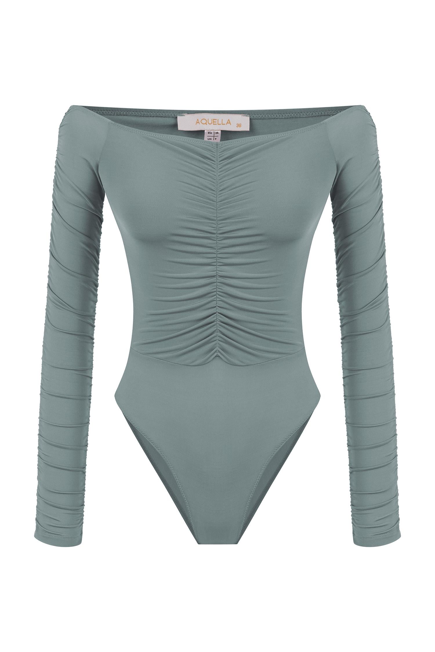 Omuz Dekolte Straplez Bebe Mavi Bodysuit
