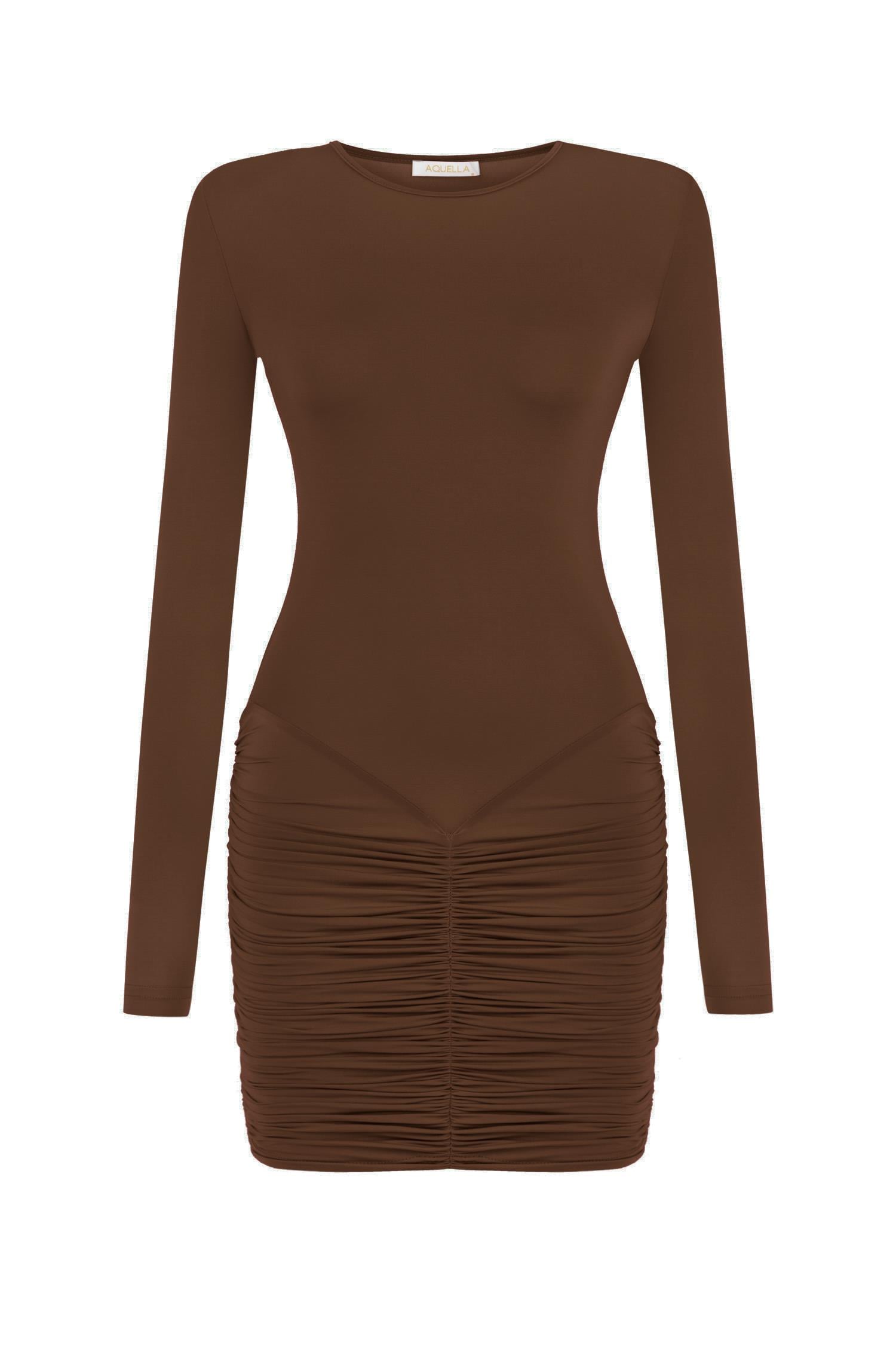LEONIE MİNİ KAHVE DRAPE ELBİSE