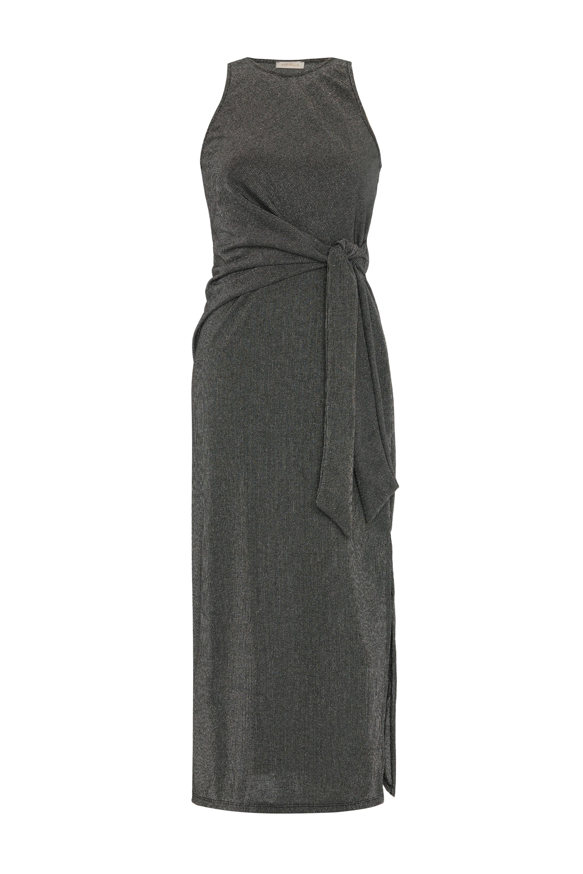 Lurex Siyah Yandan Bağlamalı Elbise