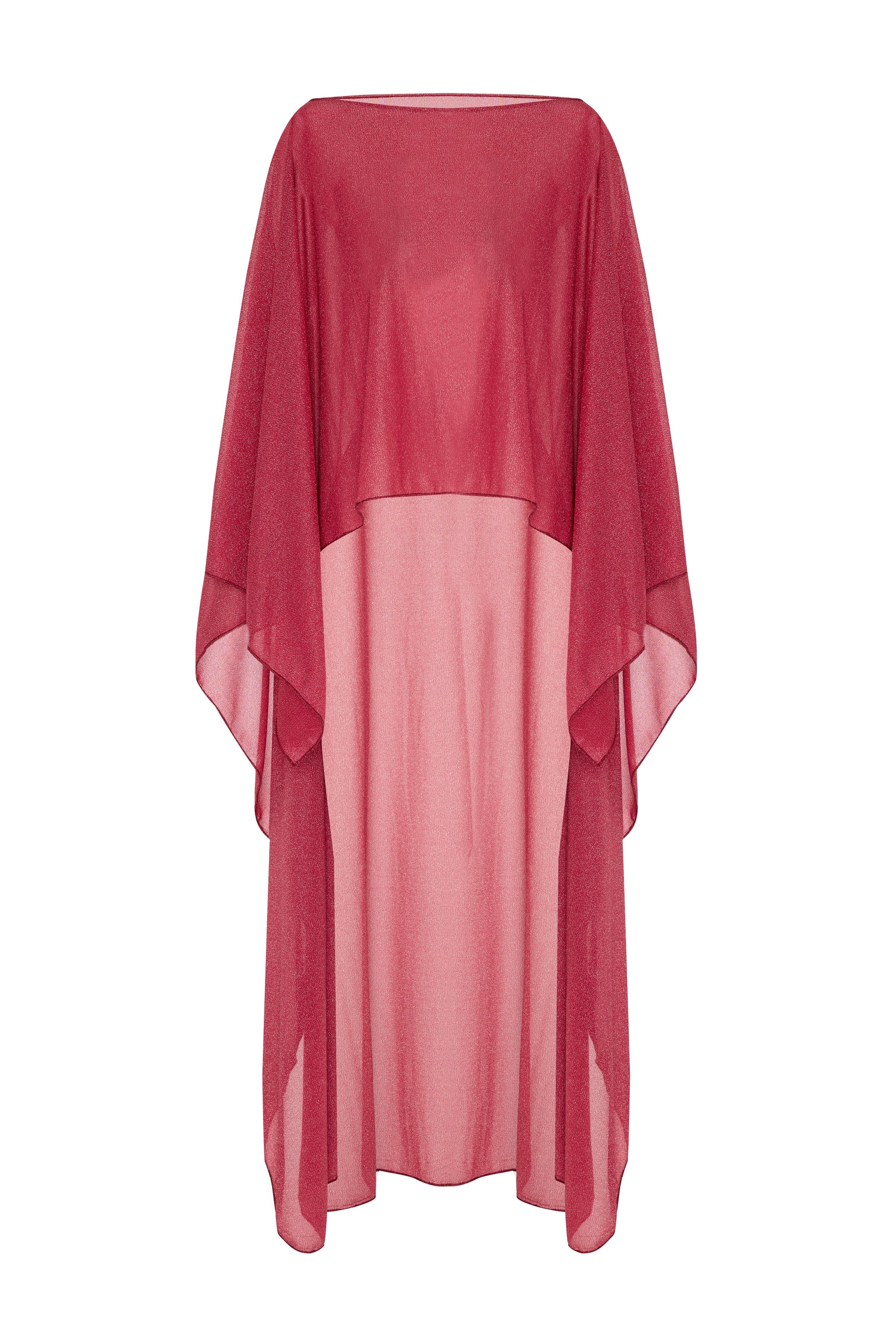 Simli Krep Bordo kaftan