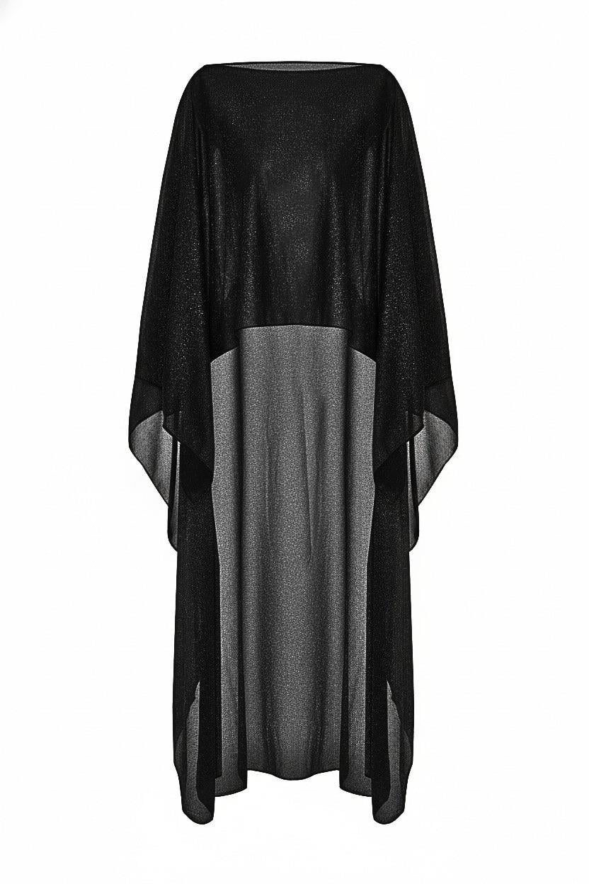 Simli Krep Siyah Kaftan