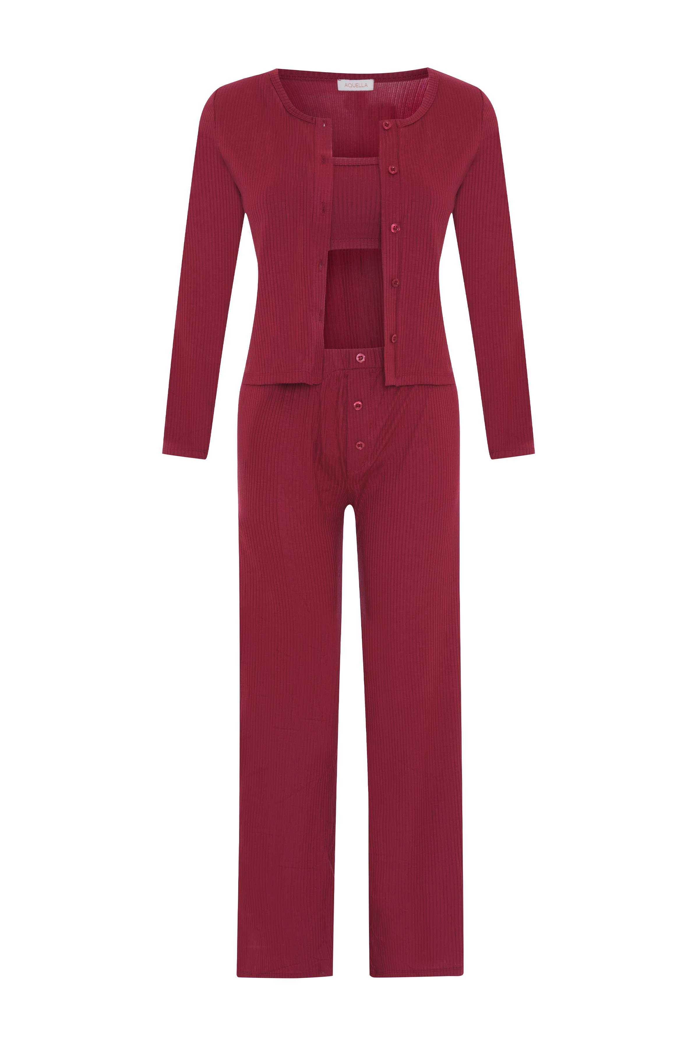 Betsy Bordo 3 lü Pijama Takımı