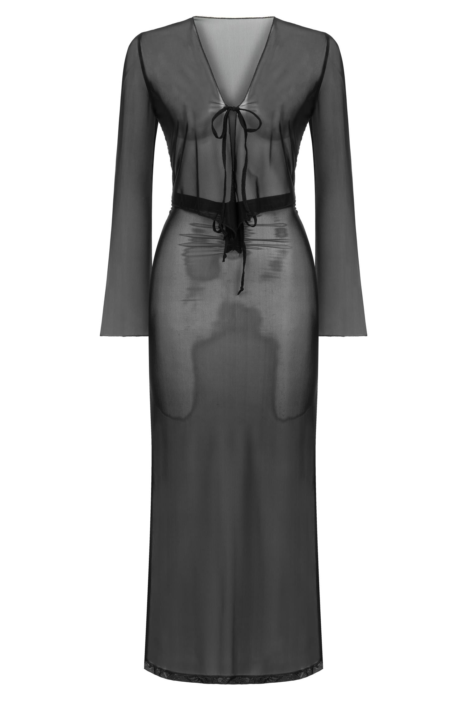 Çok Renkli Tül Crop Top-Etek Takım