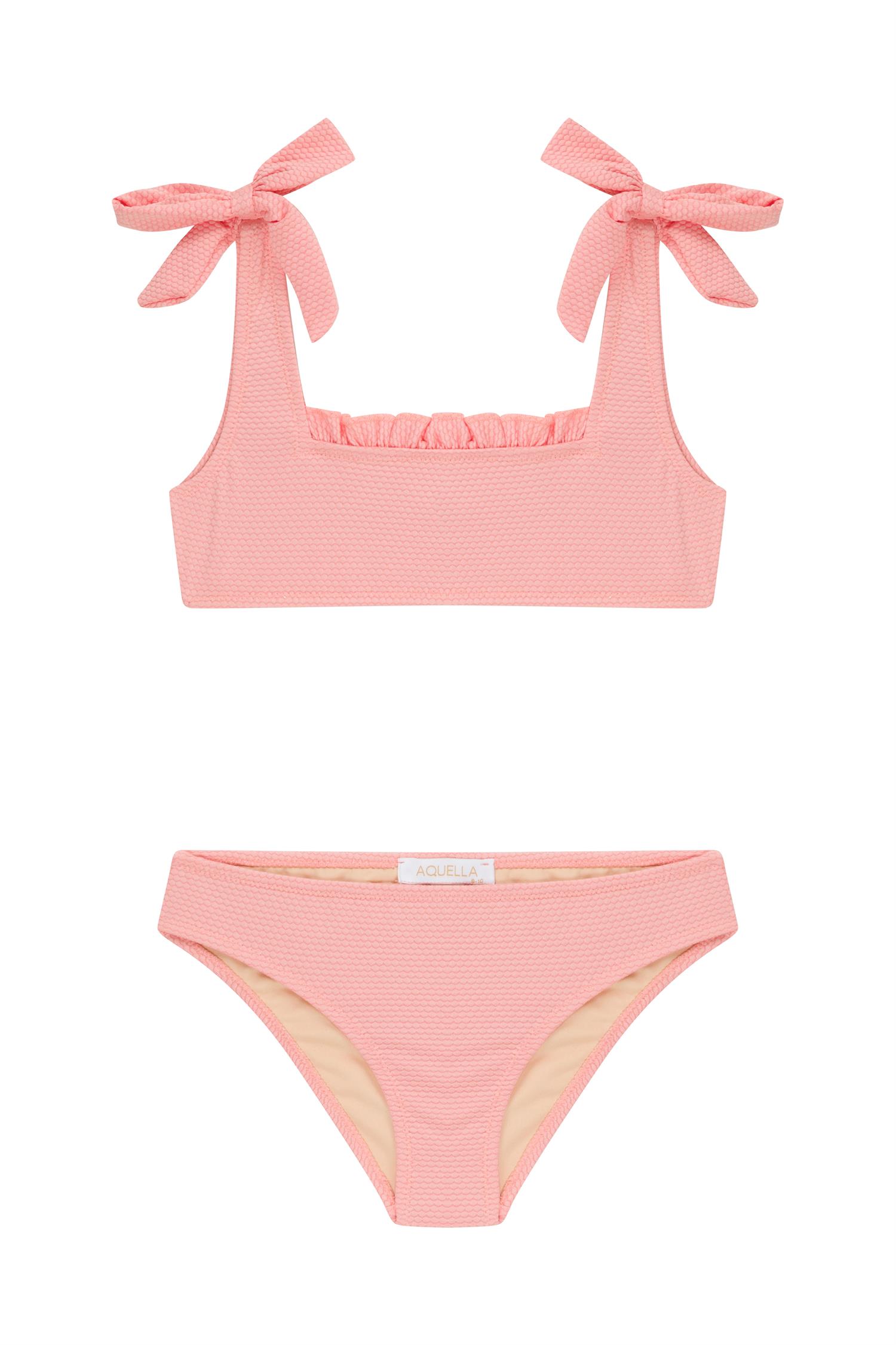 Kız Çocuk Fırfır Detaylı Bağcıklı Bikini Takım