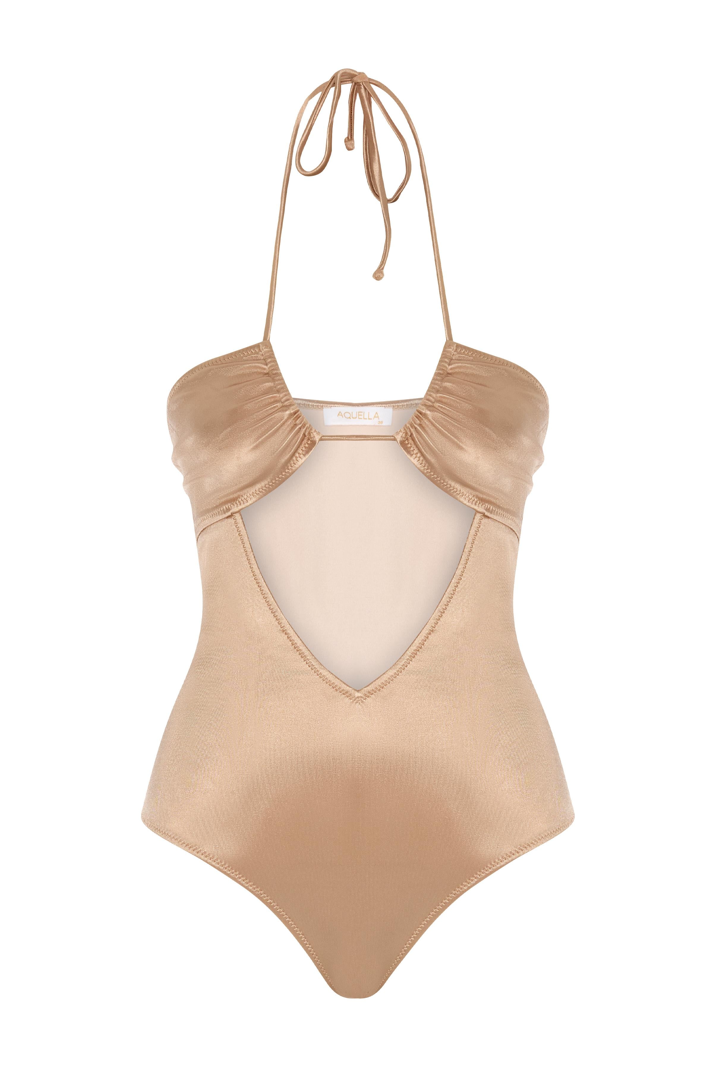 Halter Yaka Bej Straplez Mayo