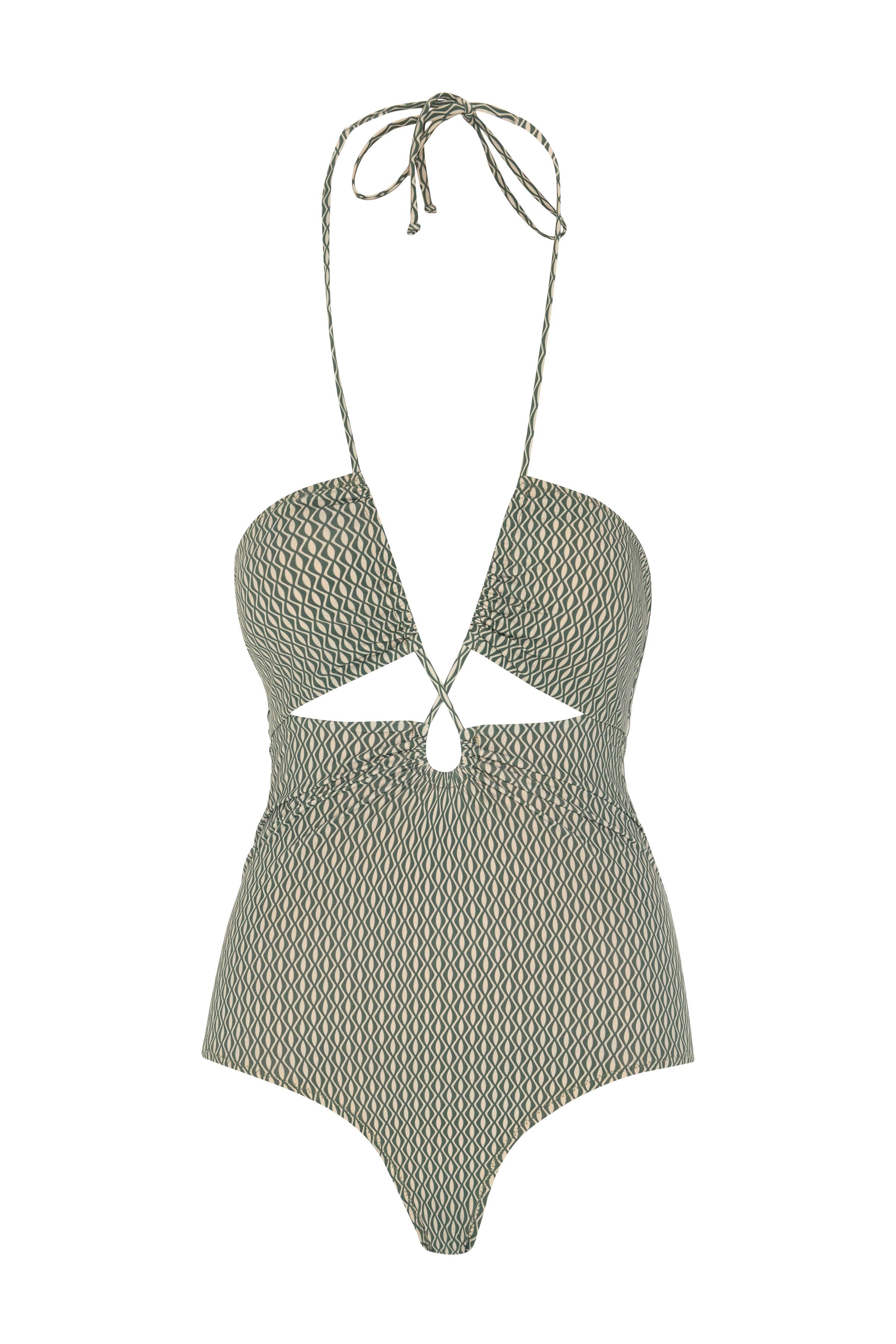 Halter Yaka Desenli Mayo