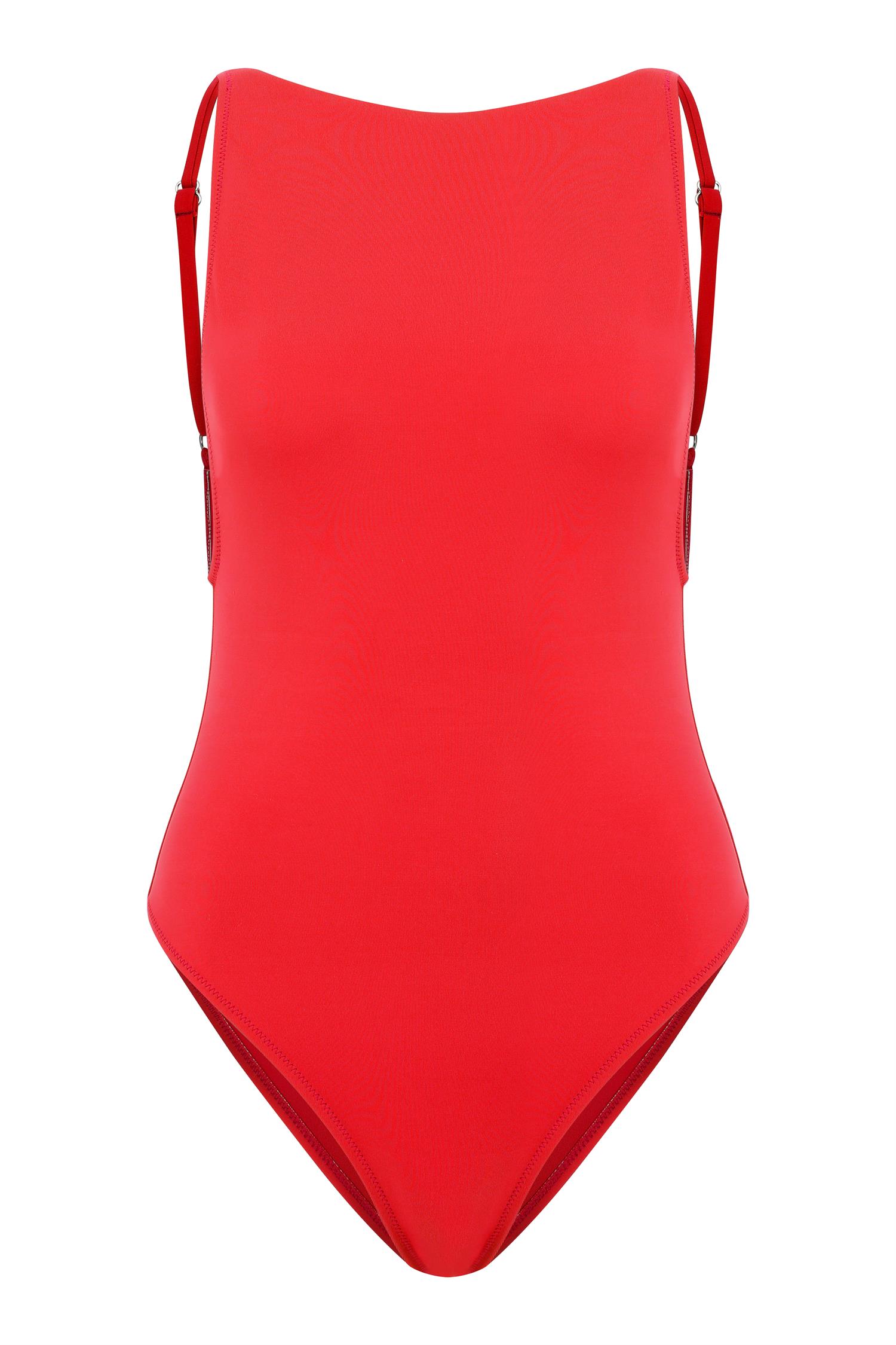Halter Yaka Kırmızı Mayo