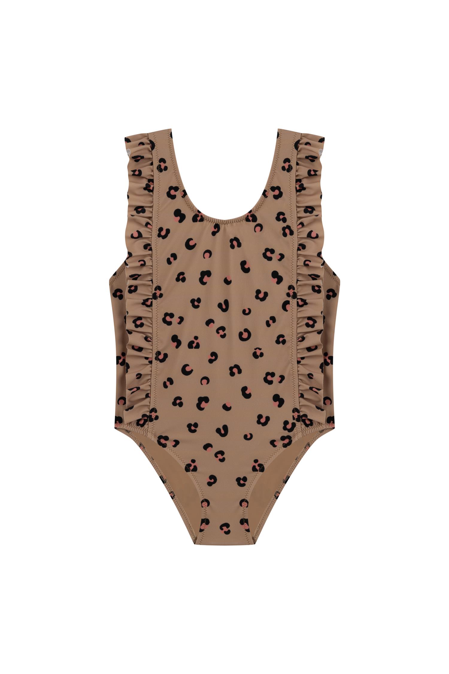Kız Çocuk Leopar Desen Mayo