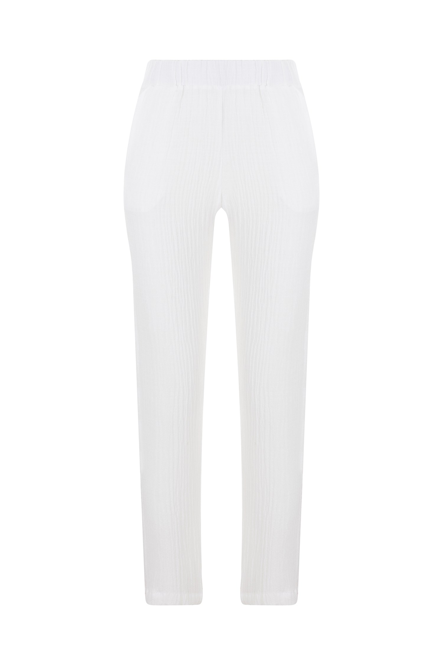 CEPLİ BEYAZ KETEN PANTOLON