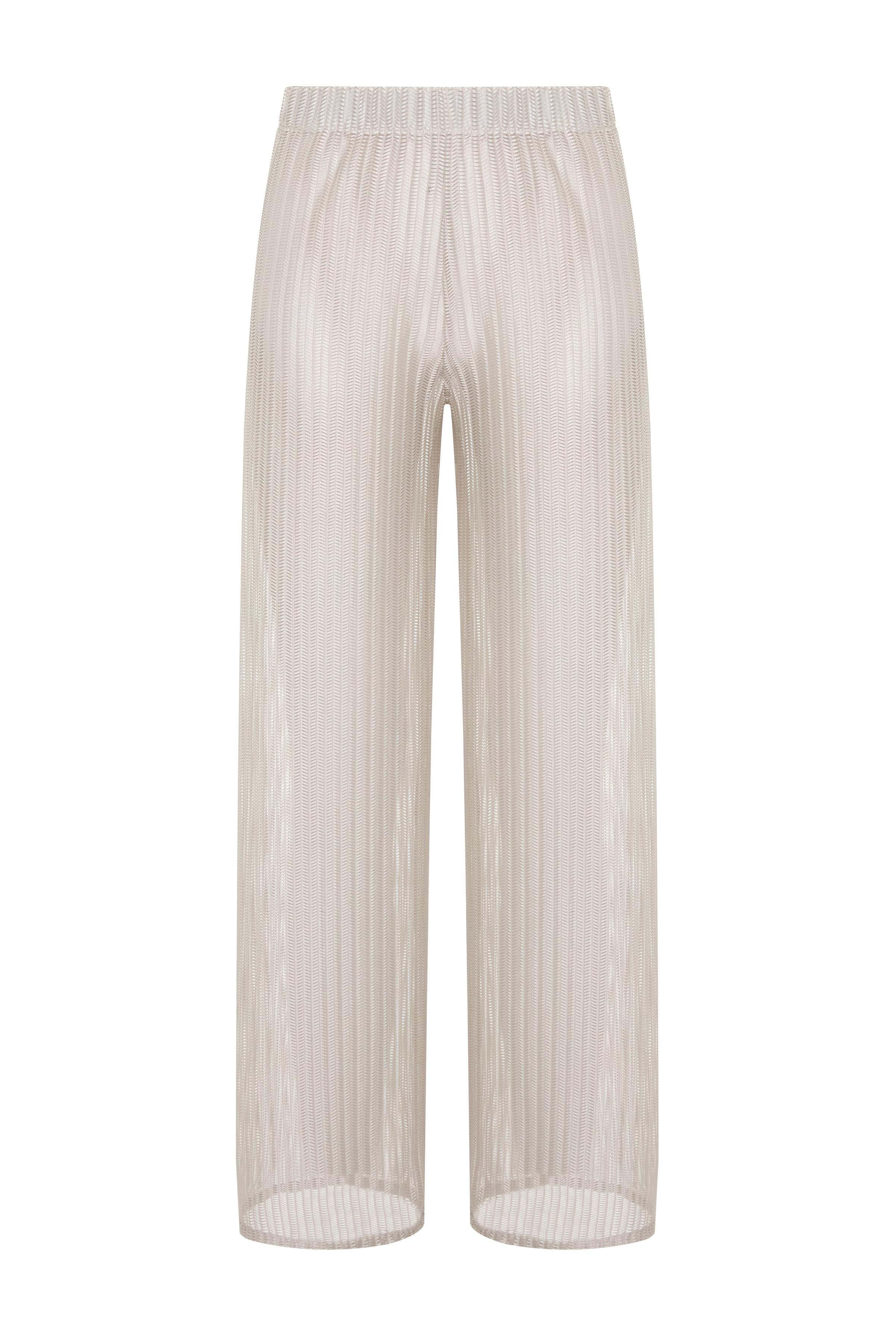 Zigzag Dokuma Bej Dikişsiz Pantolon