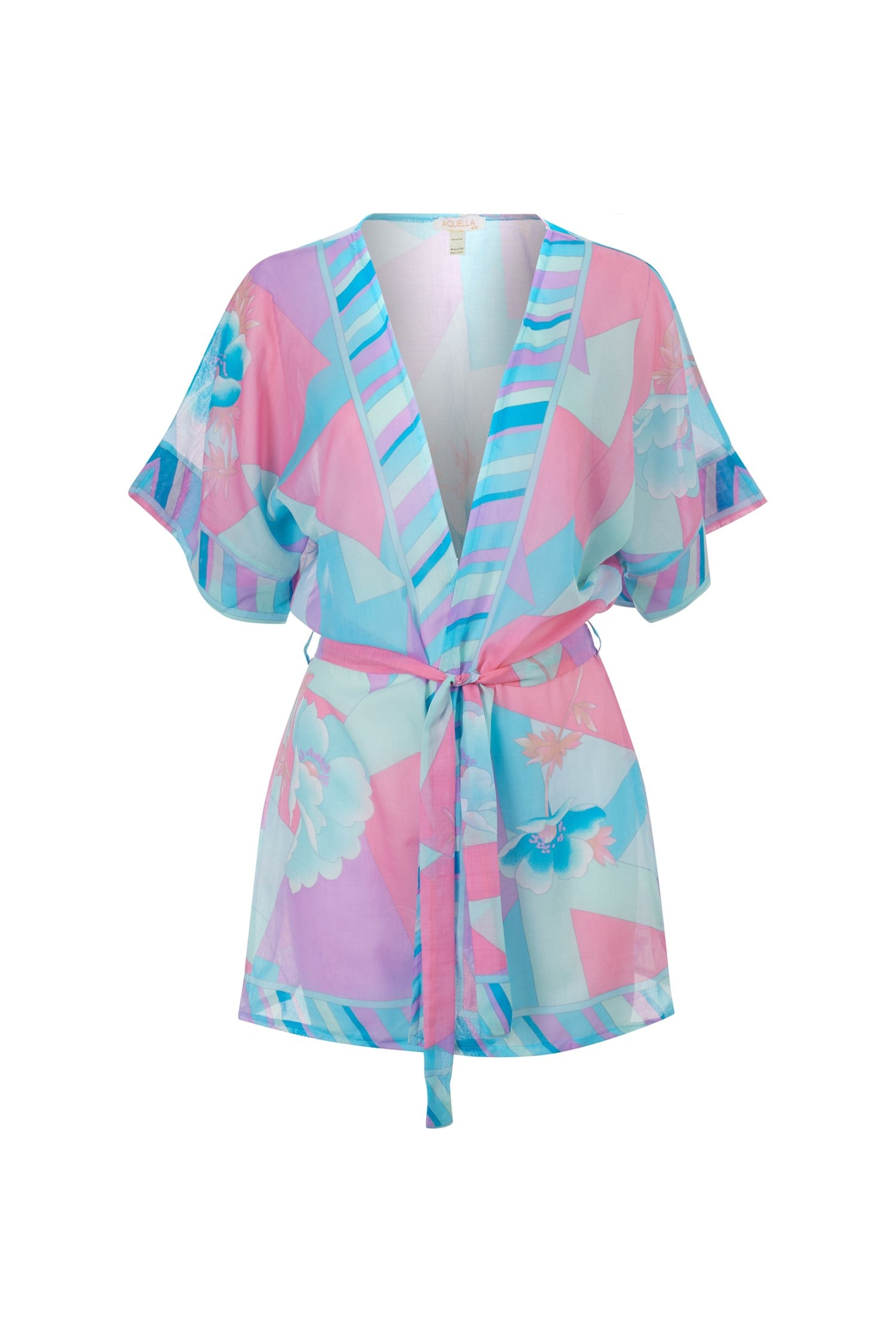 Desenli Renkli Kısa Kimono