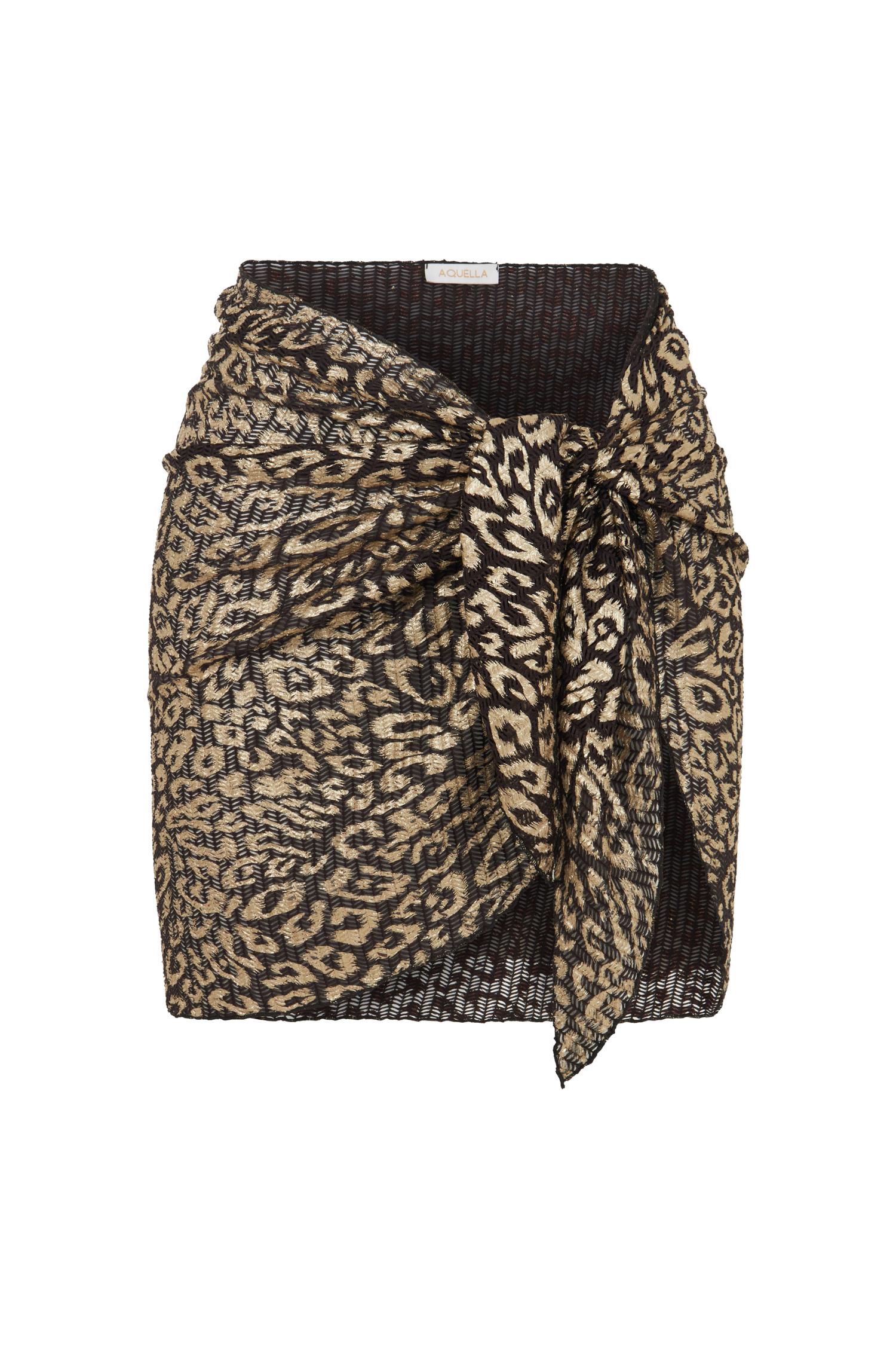 Leopar Desenli Gold Kahve Pareo