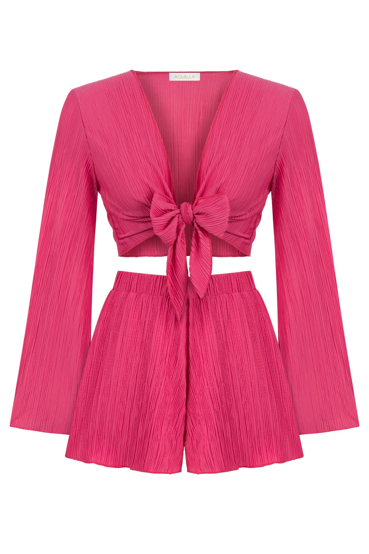 Pilili Pembe Crop-Şort Takım
