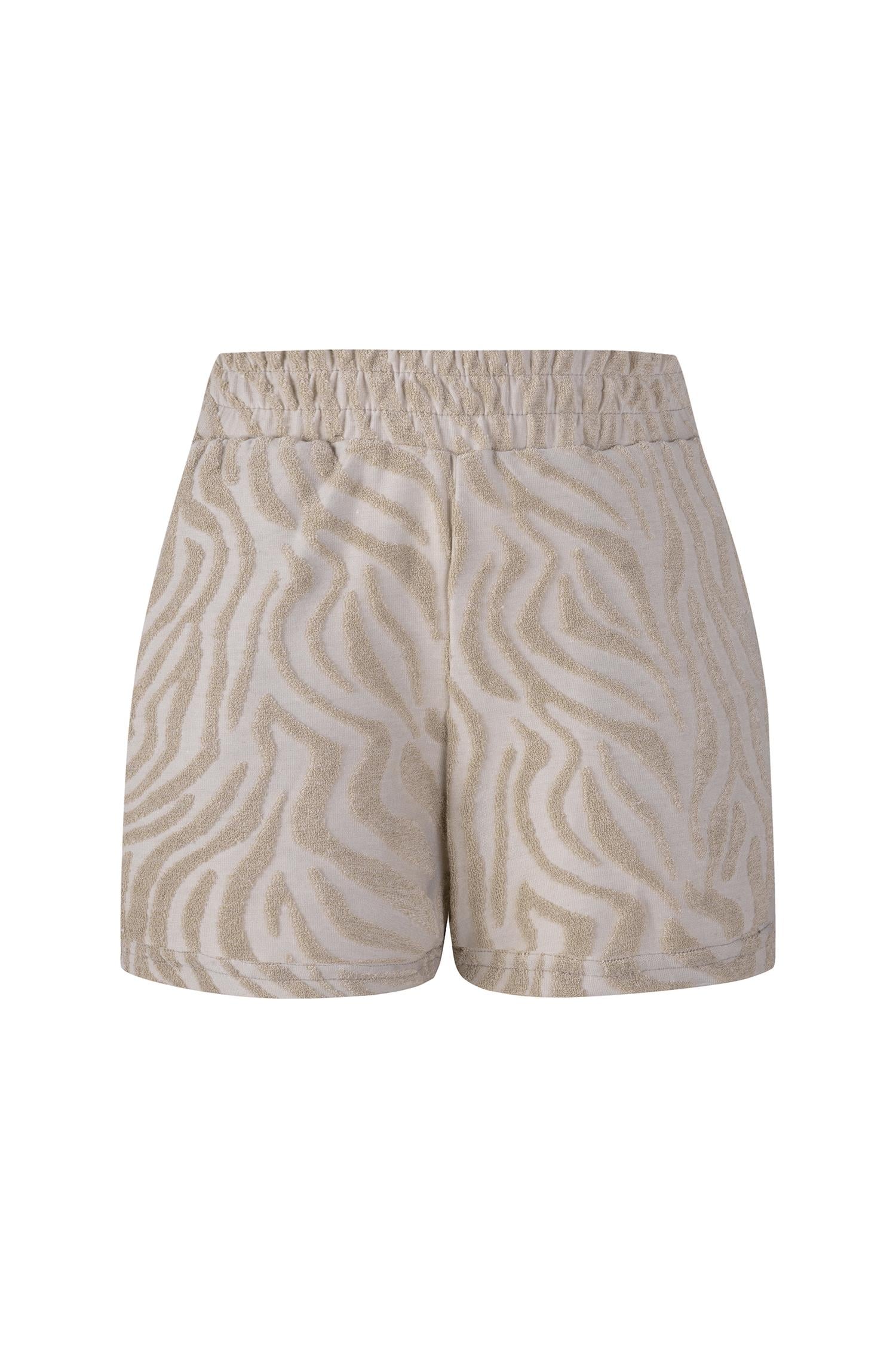 Zebra Desen Kabartmalı Vizon Havlu Şort