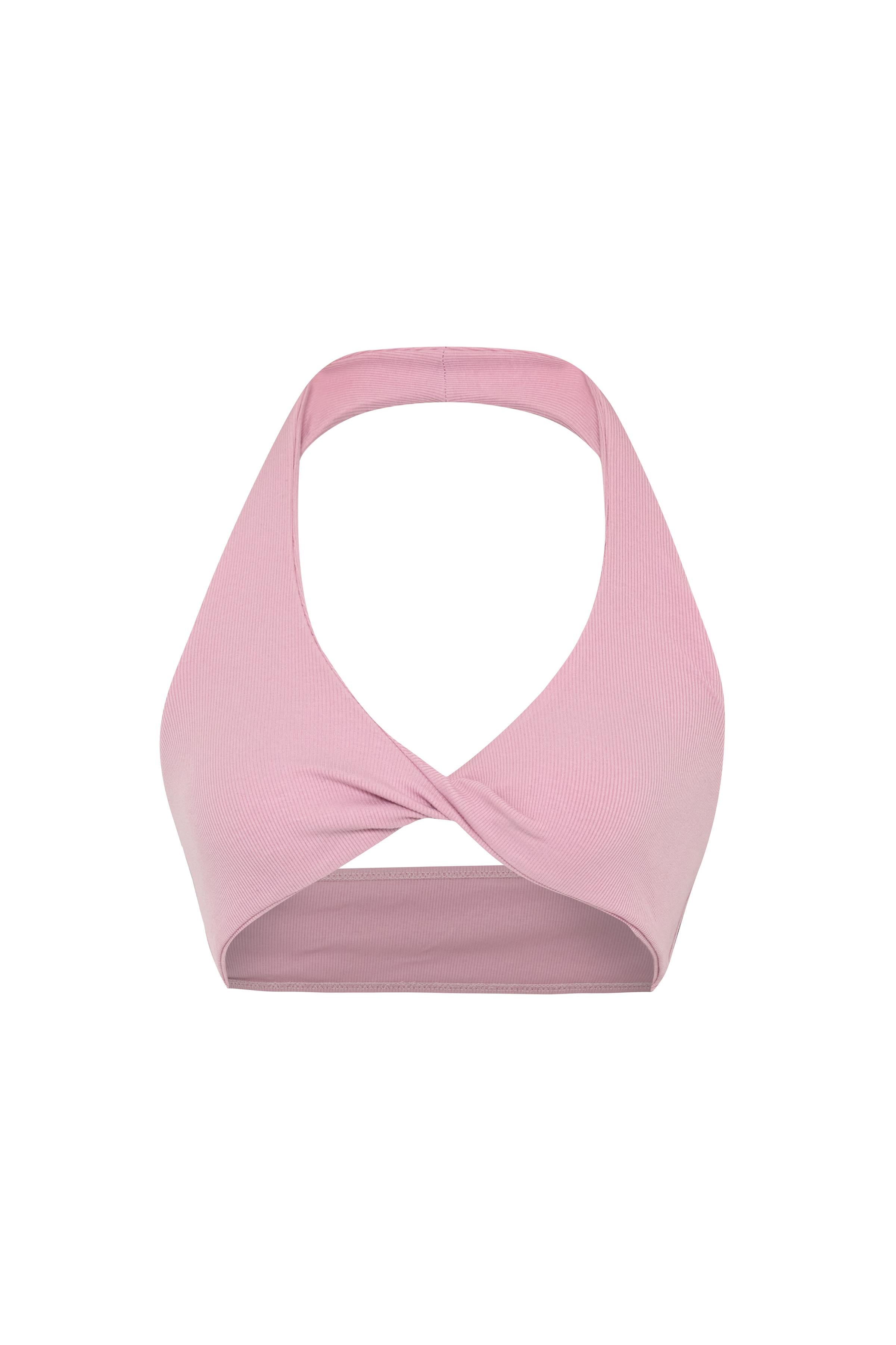 Kaşkorse Pamuk Penye Pembe Crop-Top