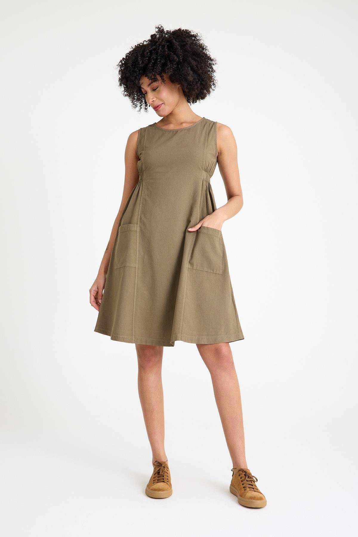 Büyük Cepli Elbise - Açık Haki