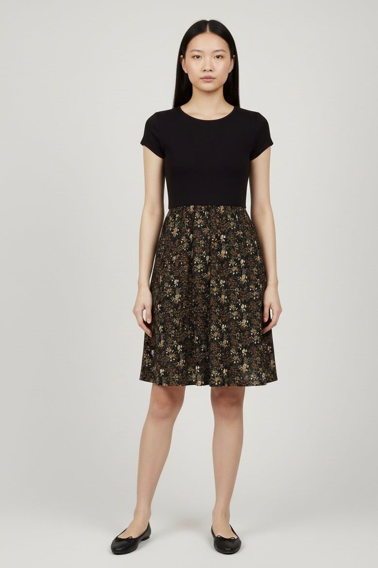 Elbise- Siyah Çiçekli