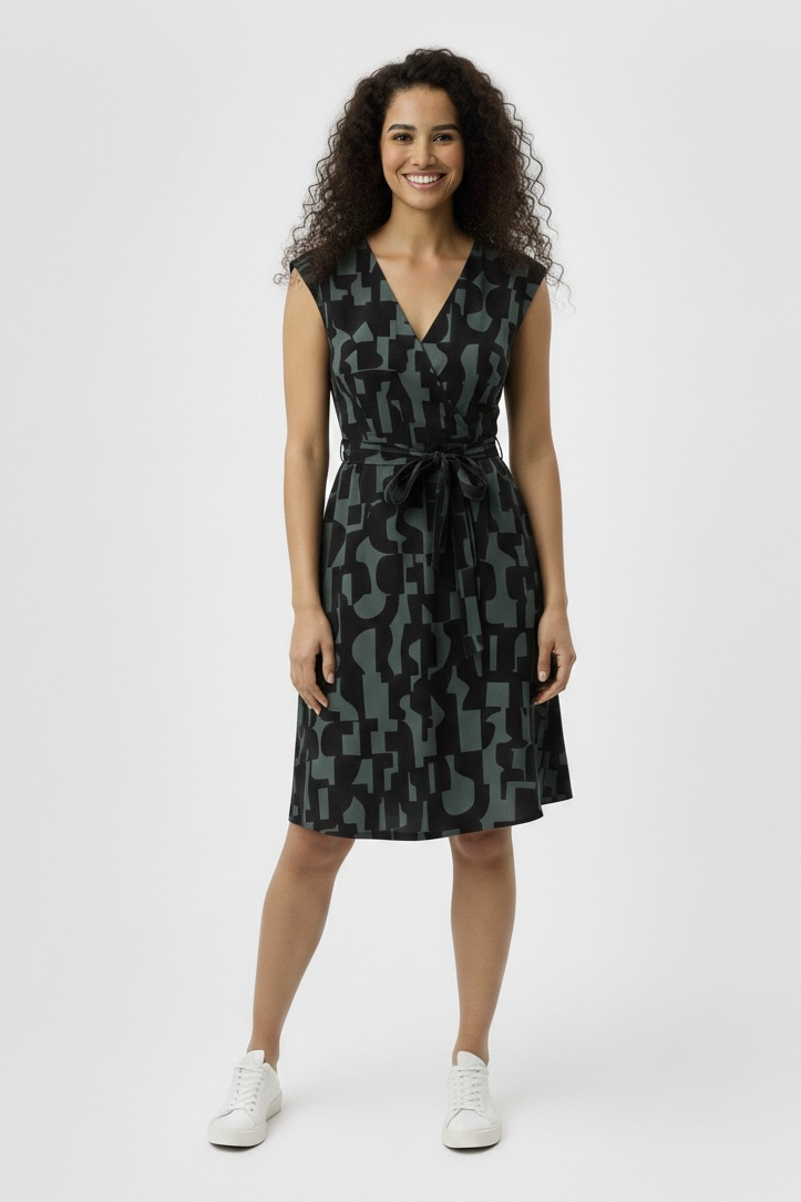 Elbise - Siyah Desenli