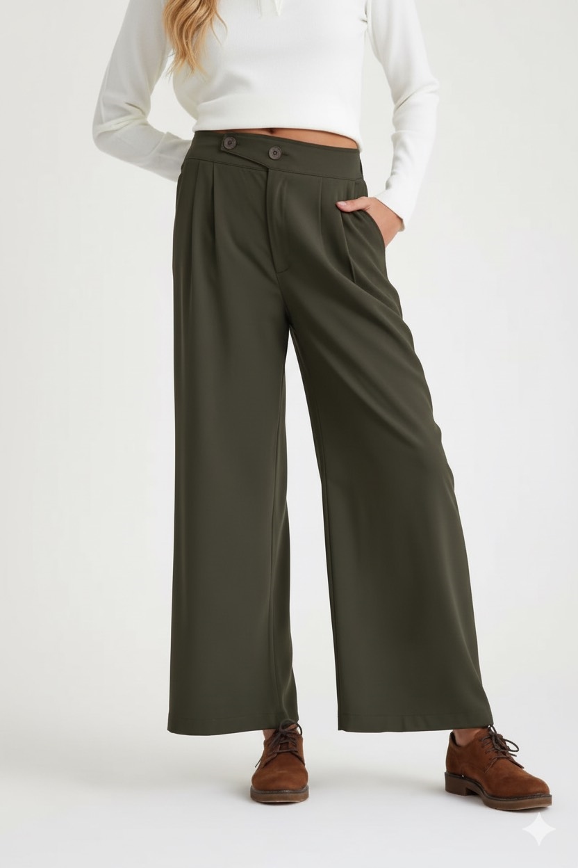 Kemer Detaylı Pantolon - Haki