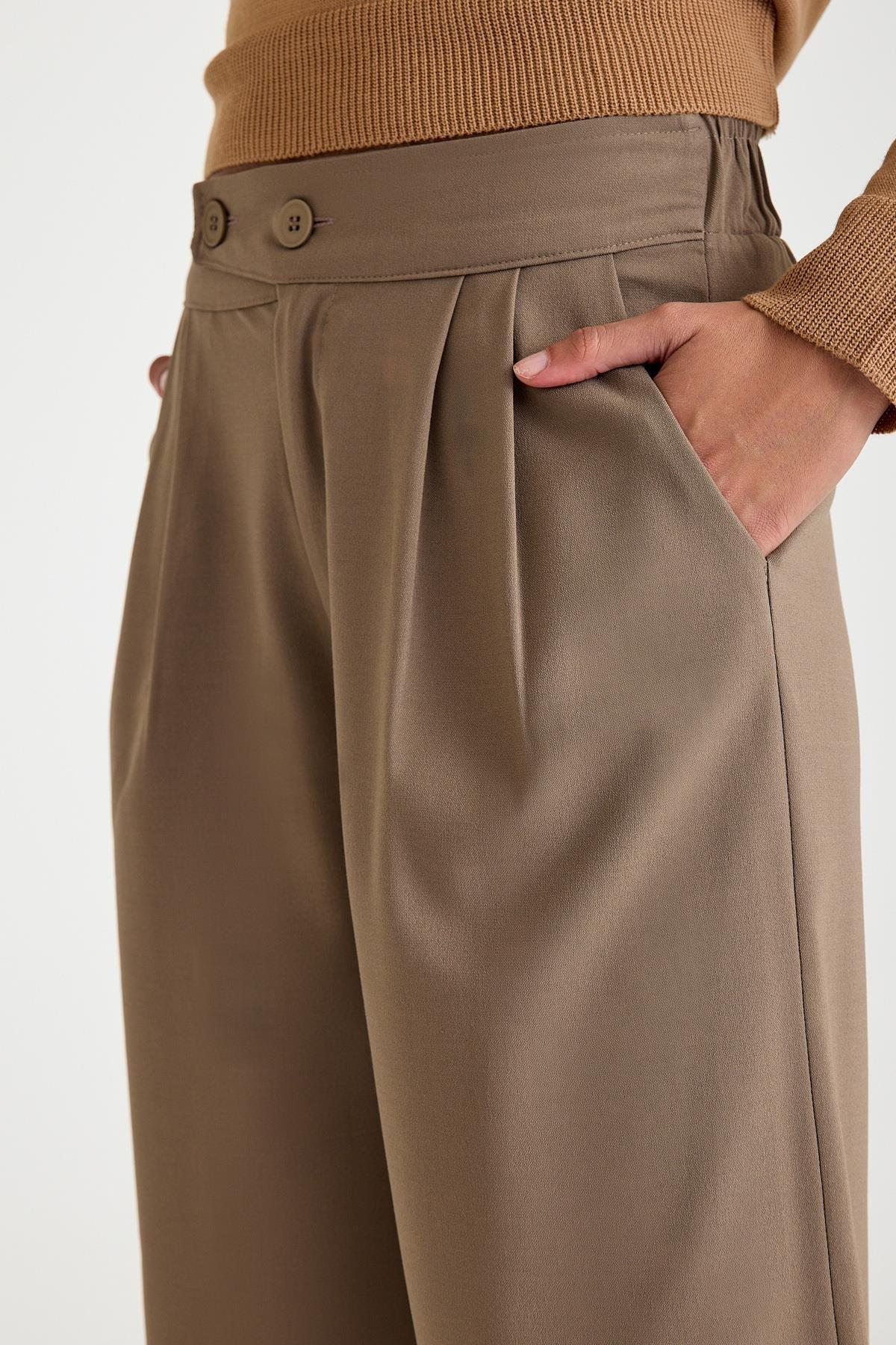 Kemer Detaylı Pantolon :Sütlü Kahve