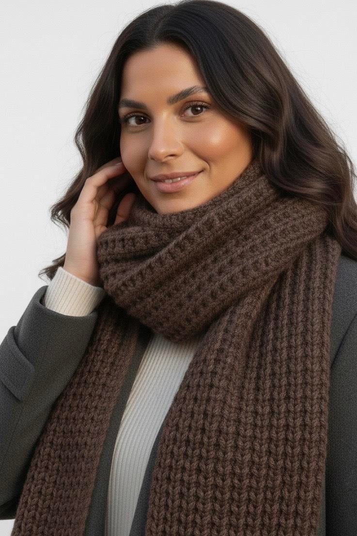 Örgü Atkı - Kahverengi