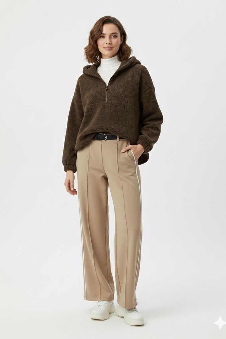 Peluş Sweatshirt-Kahverengi