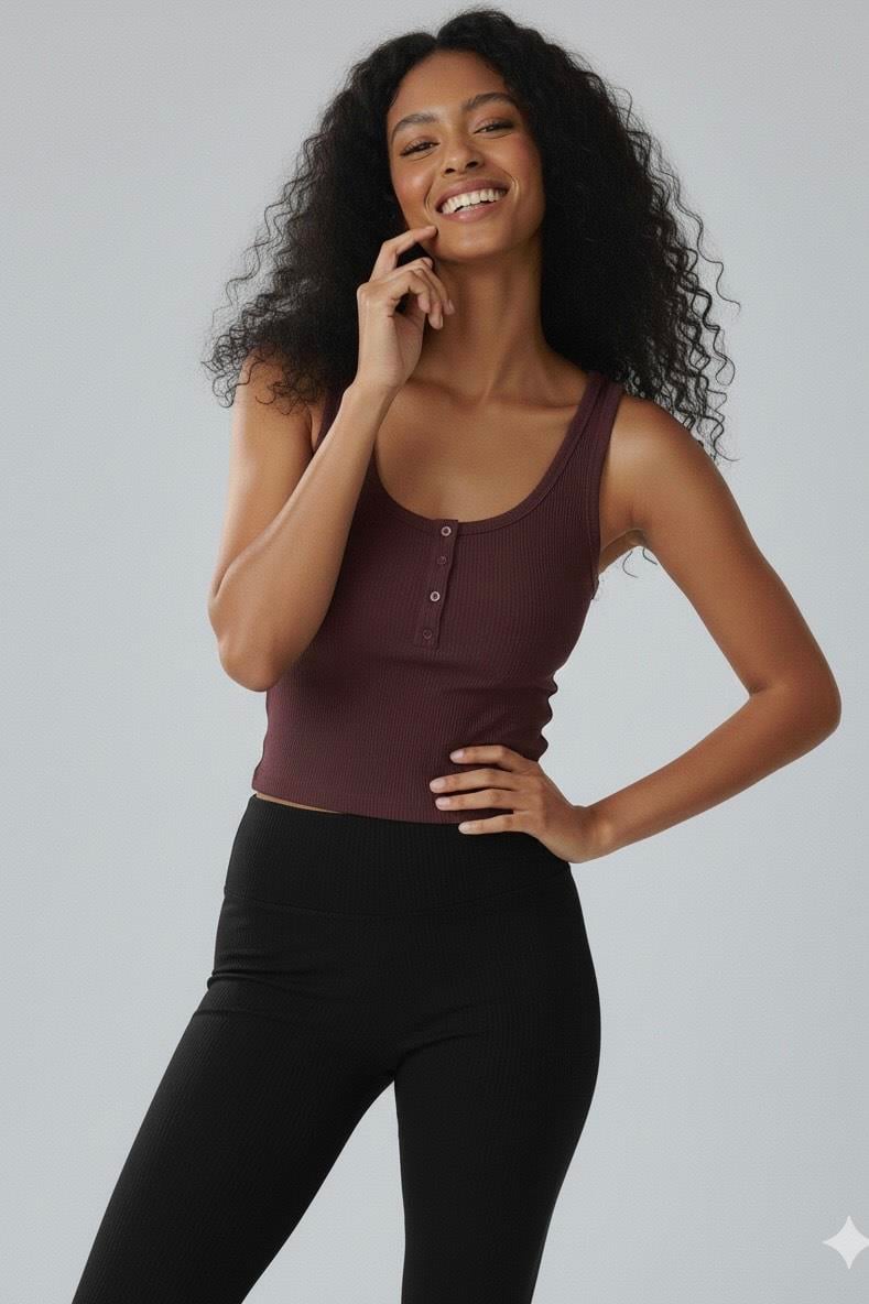 Süs Düğmeli Atlet - Mürdüm