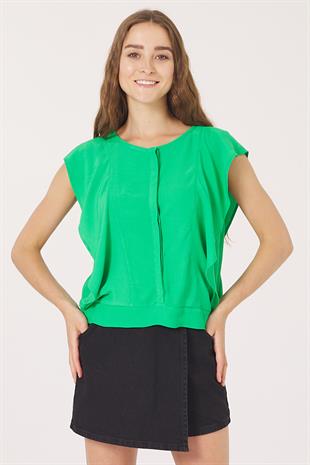 Omuz Detaylı Bluz - Yeşil
