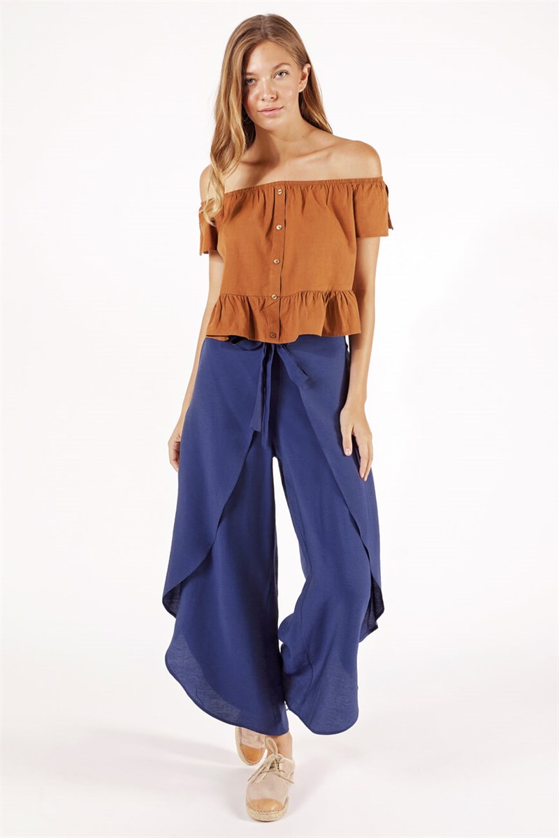 Bağlamalı Pantolon - Mavi