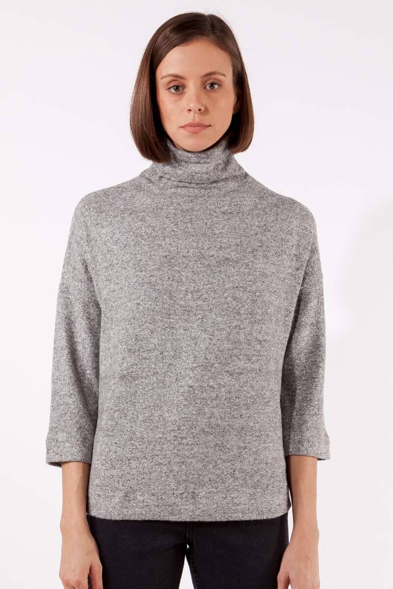 Balıkçı Yaka Bluz - Antrasit