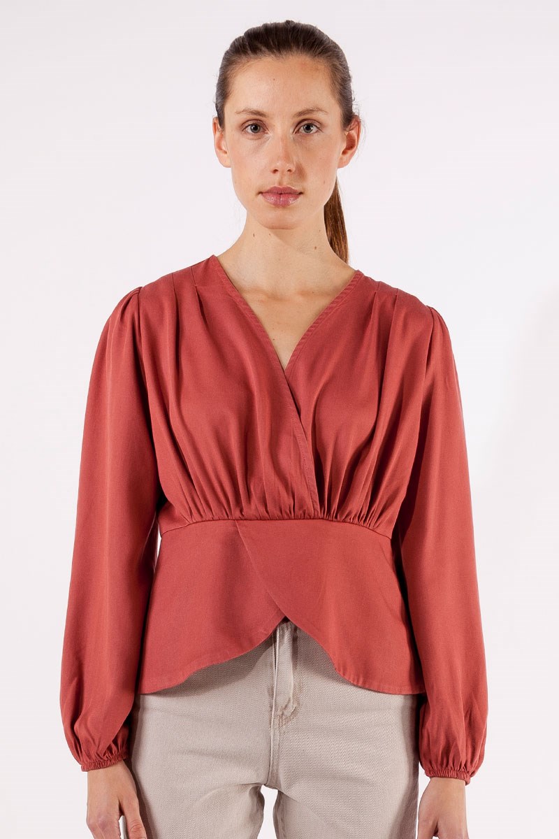 Balon Kol Bluz - Kiremit