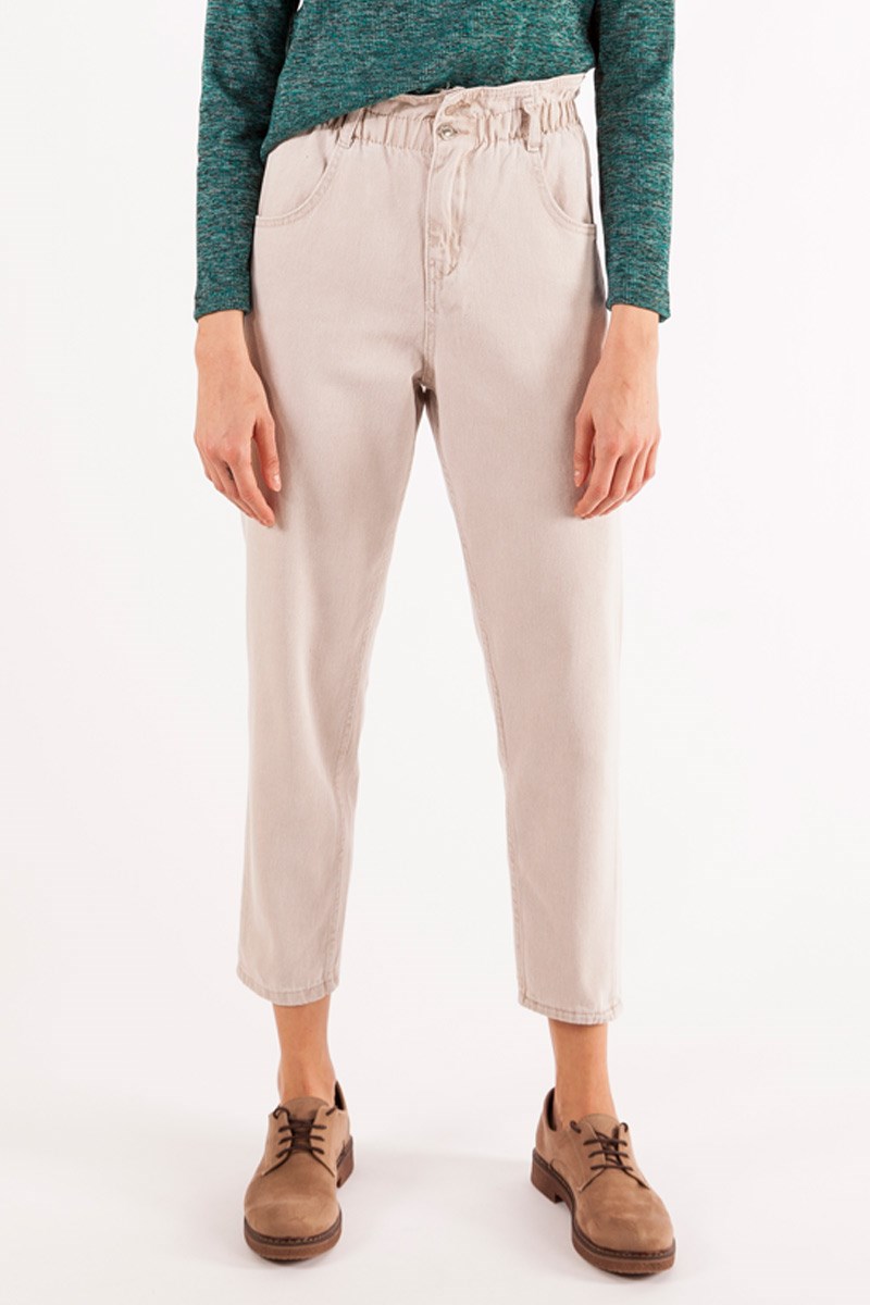 Bel Lastikli Kot Pantolon - Bej