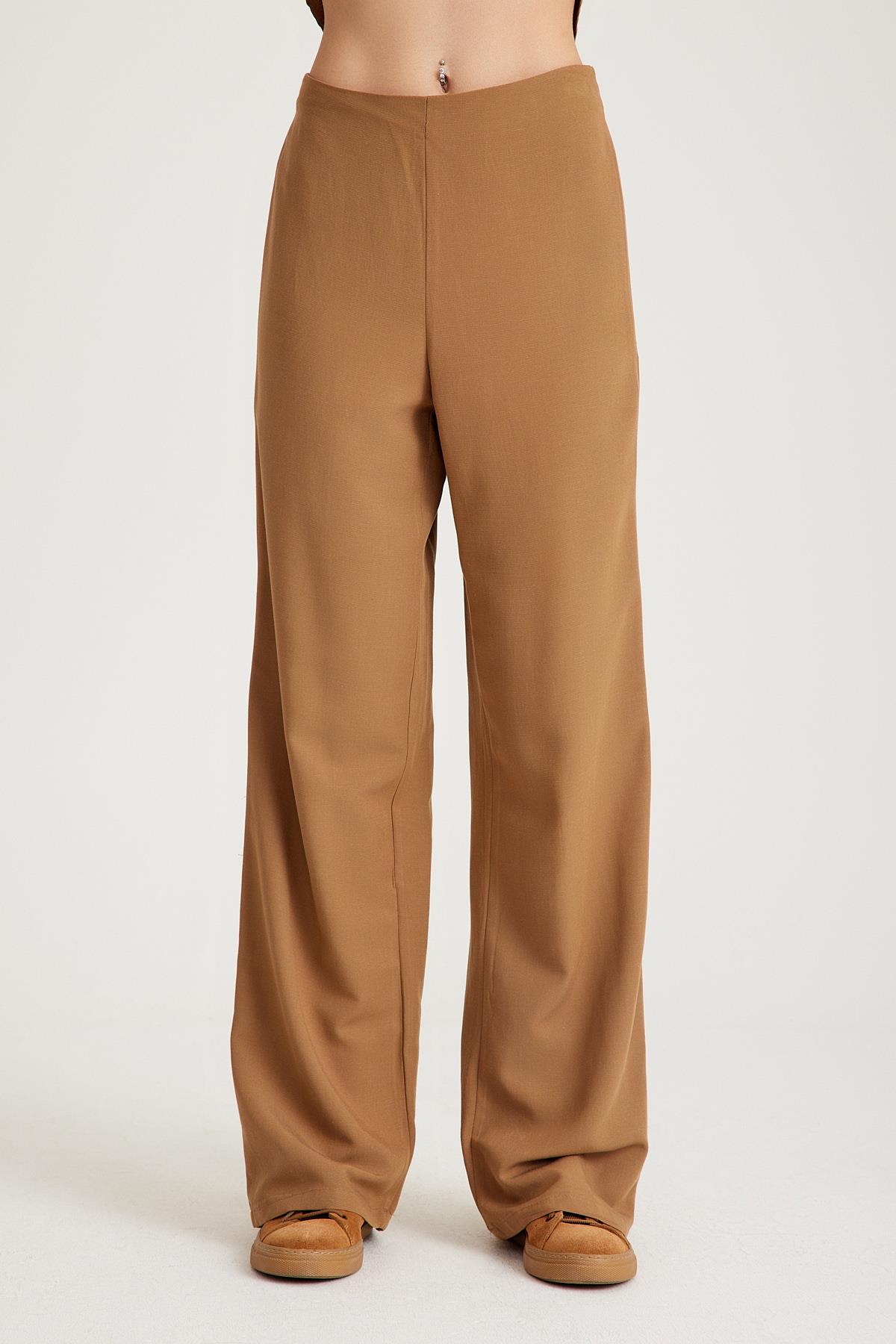 Beli Lastikli Pantolon - Camel