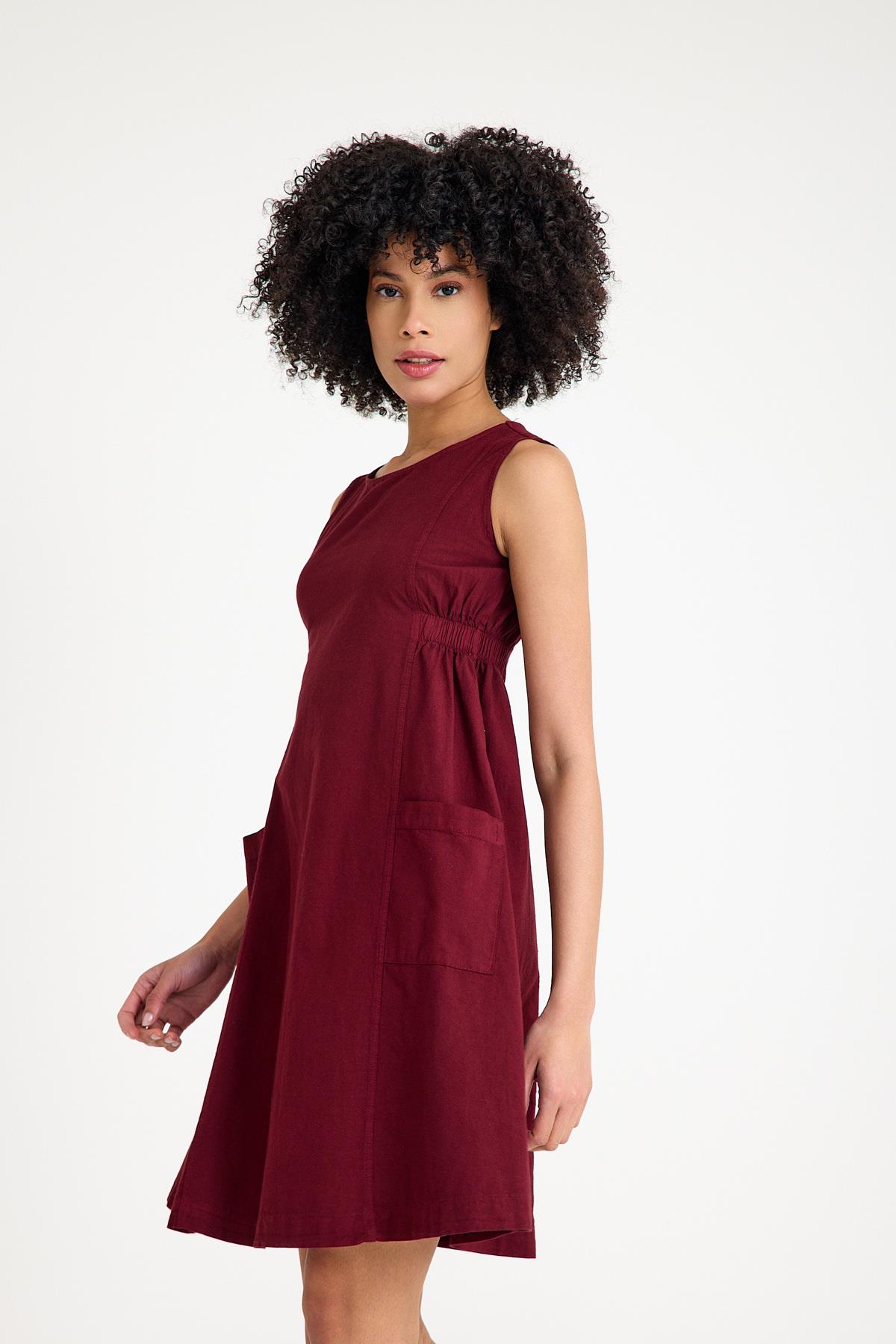 Büyük Cepli Elbise - Mürdüm