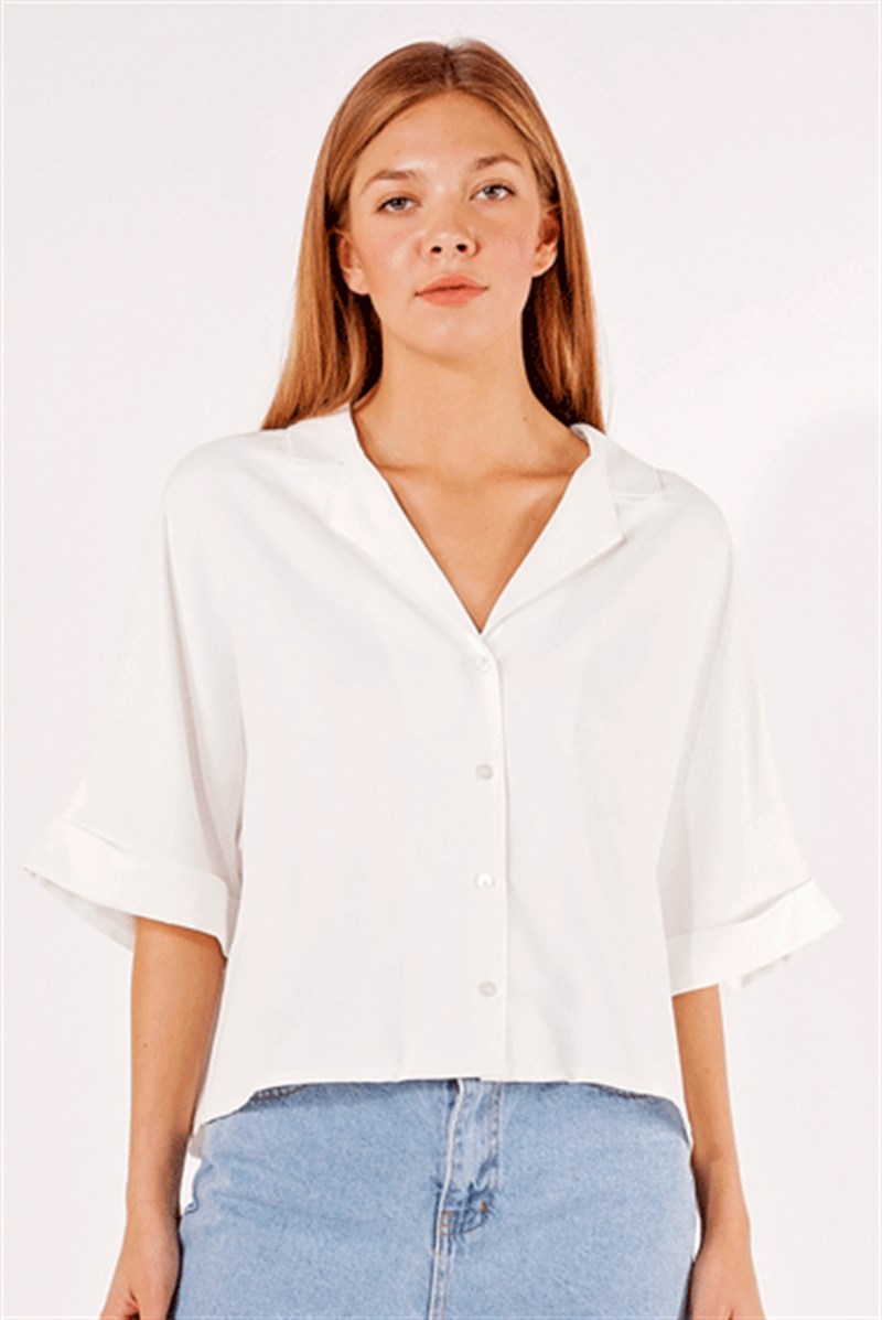 Ceket Yaka Gömlek - Ekru