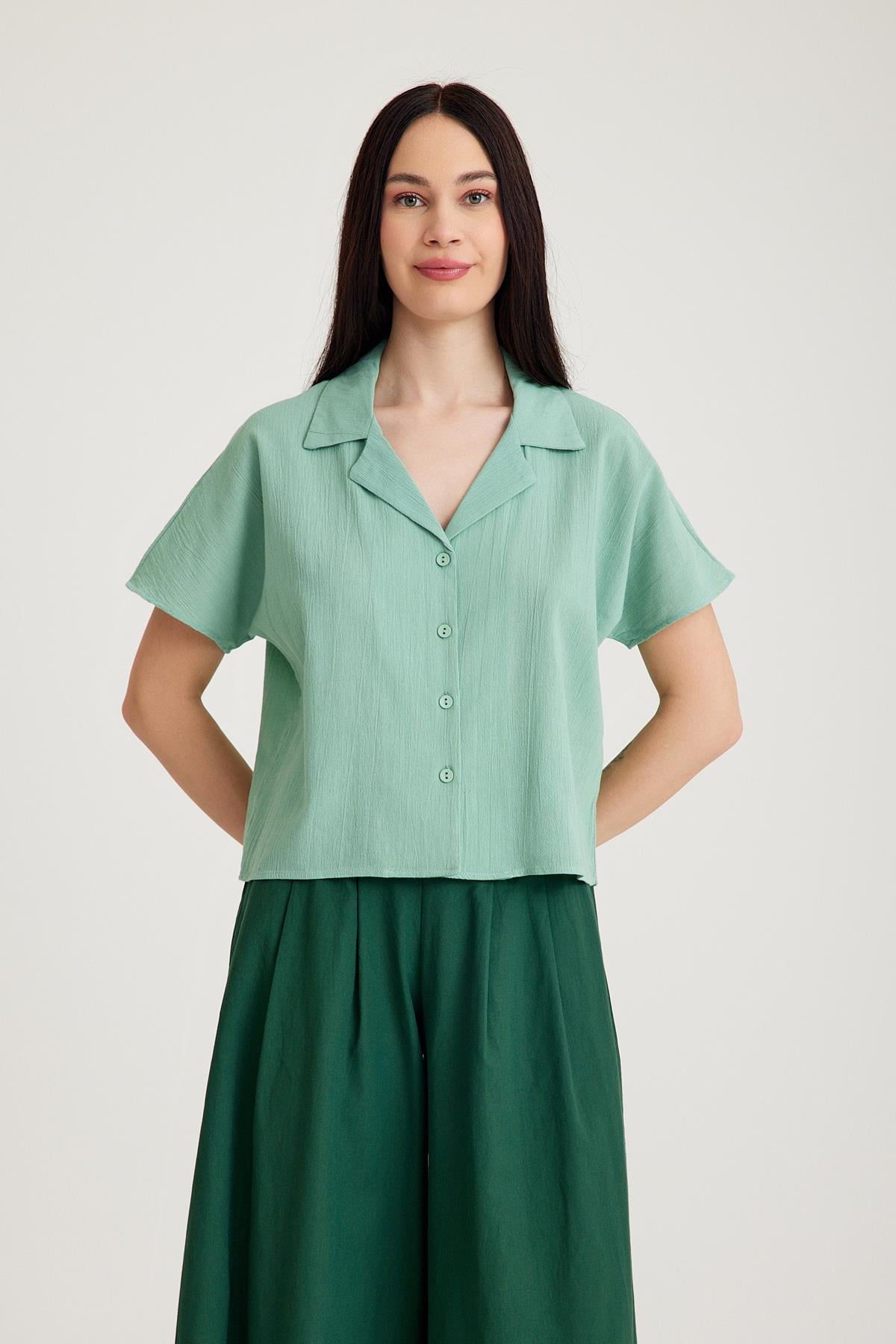 Ceket Yaka Gömlek - Mint