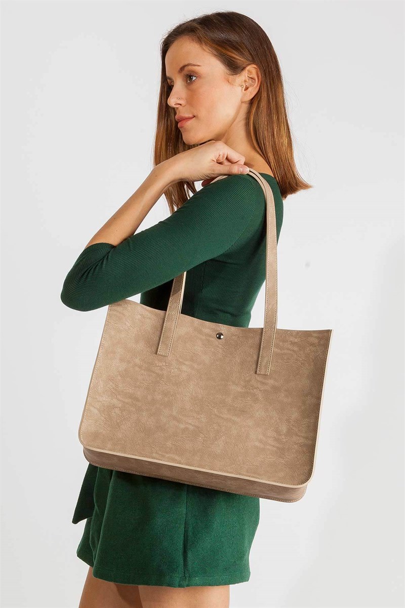 Deri Omuz Çantası - Vizon