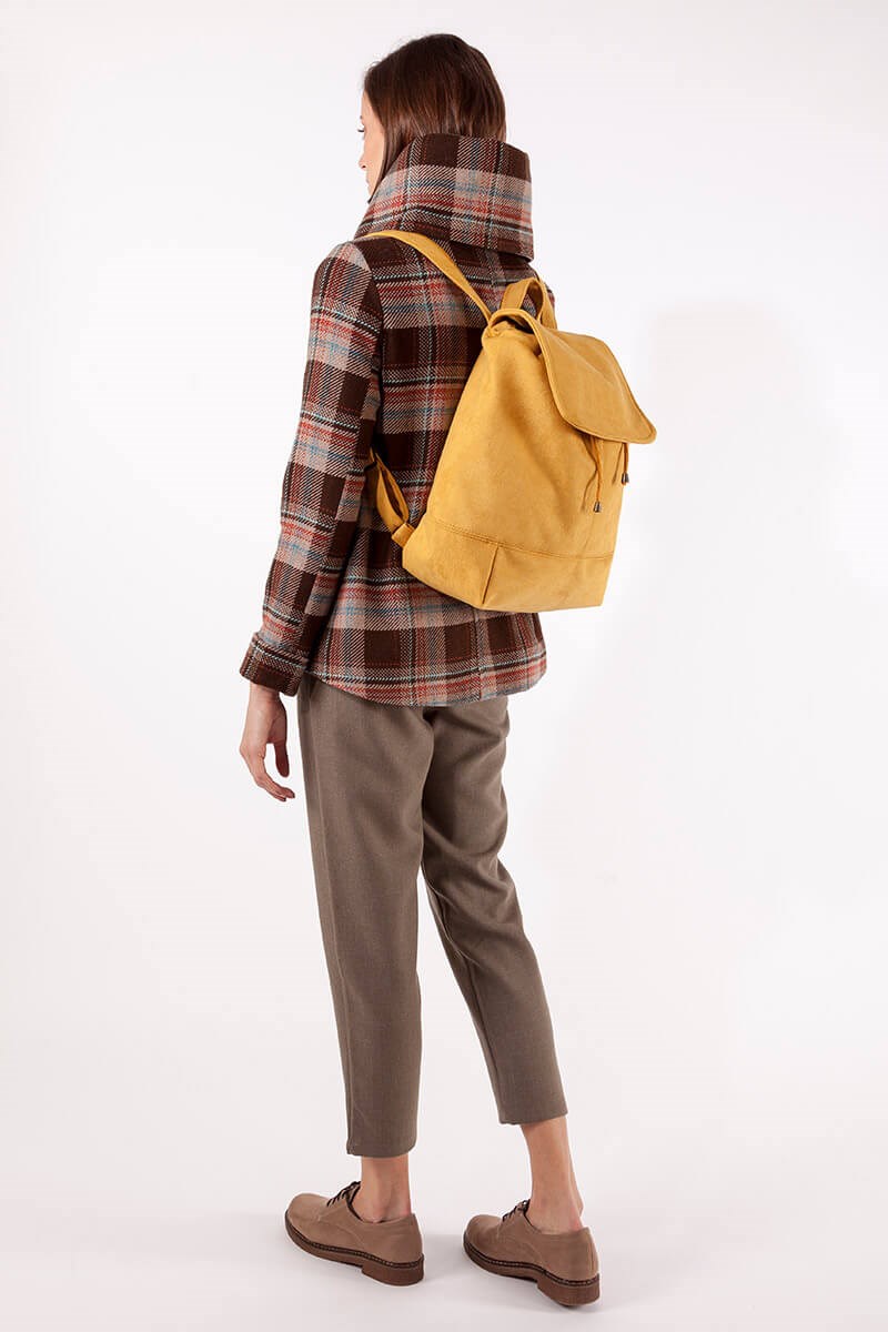 Deri Sırt Çantası - Hardal