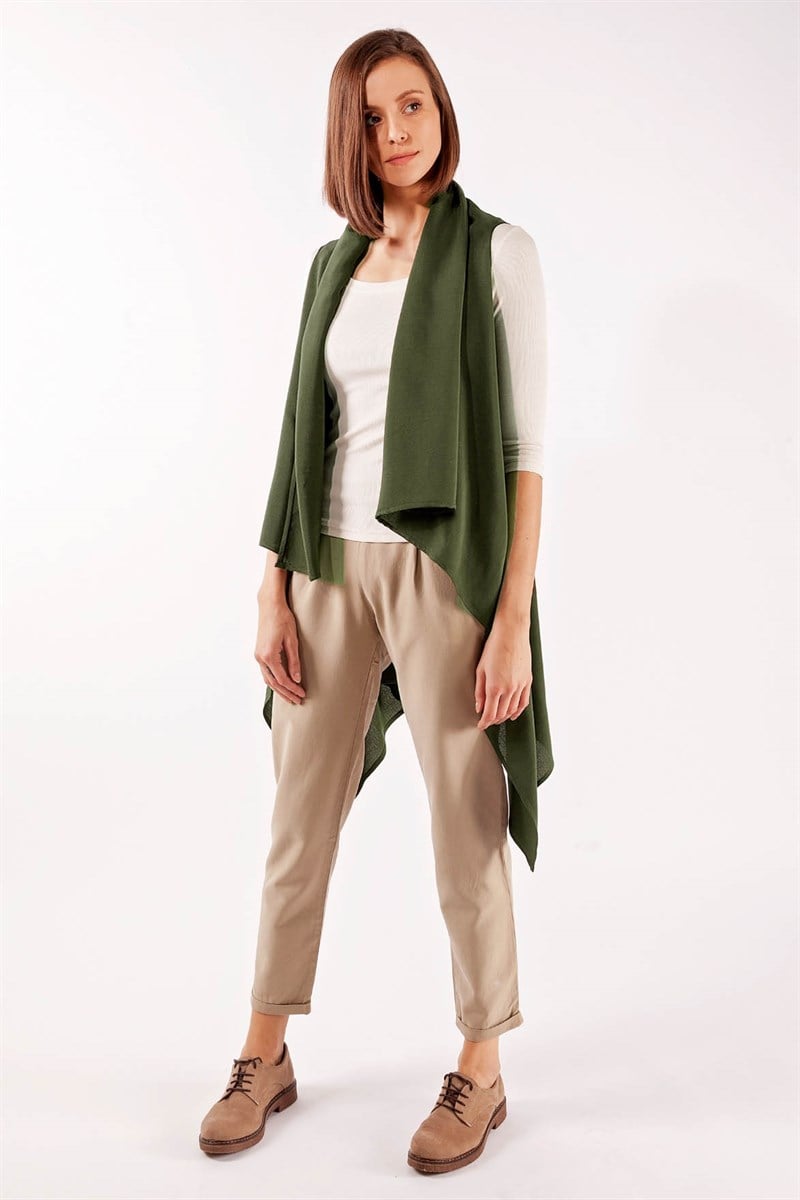 Dökümlü Yelek - Haki