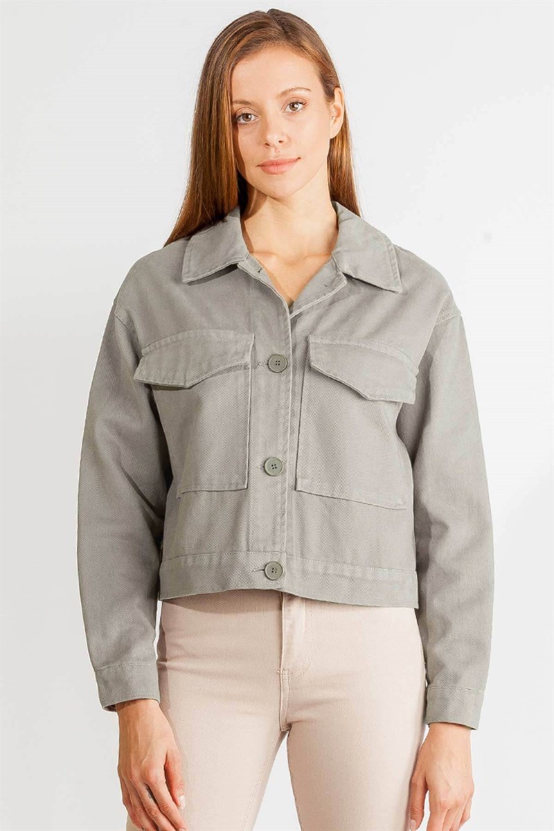 Düğmeli Ceket - Füme