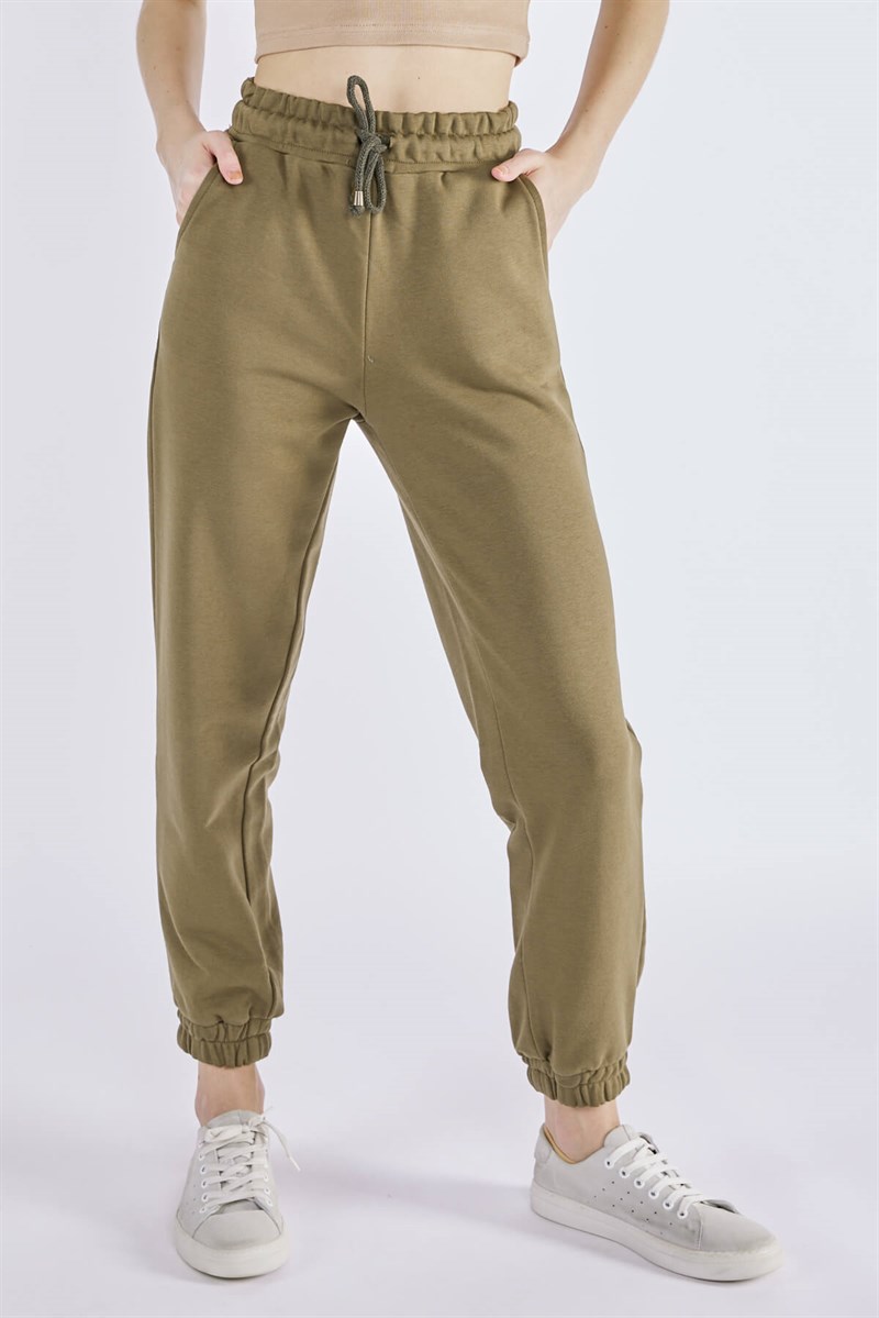 Elastik Paçalı Eşofman - Haki