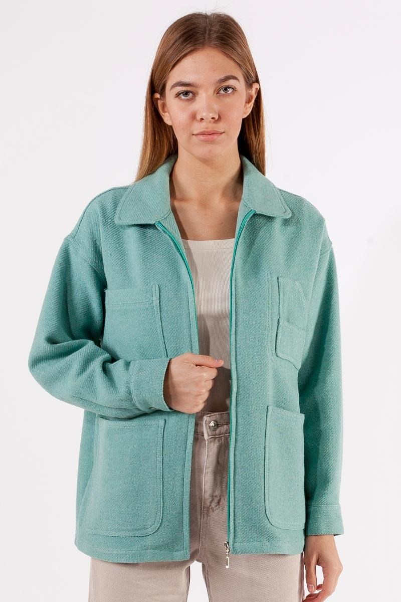 Fermuarlı Ceket - Mint