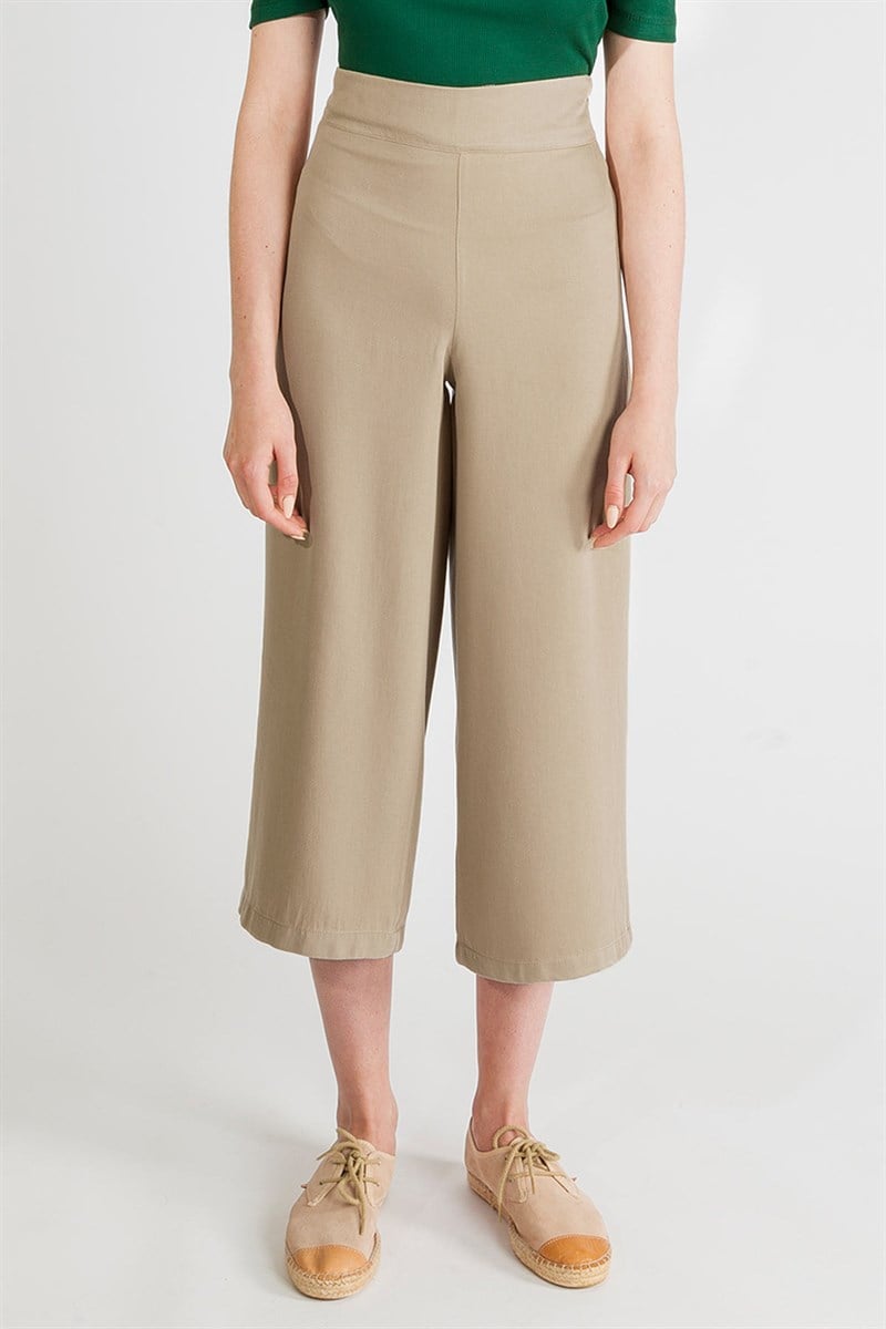 Geniş Paçalı Pantolon - Bej