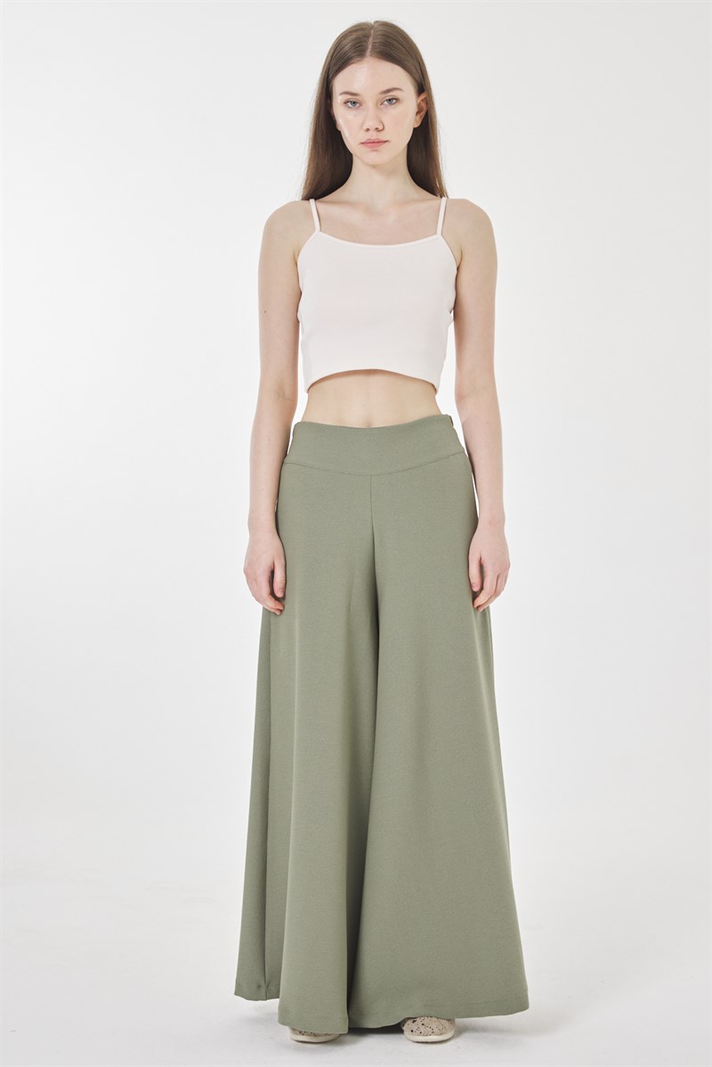 Geniş Paçalı Pantolon - Açık Haki