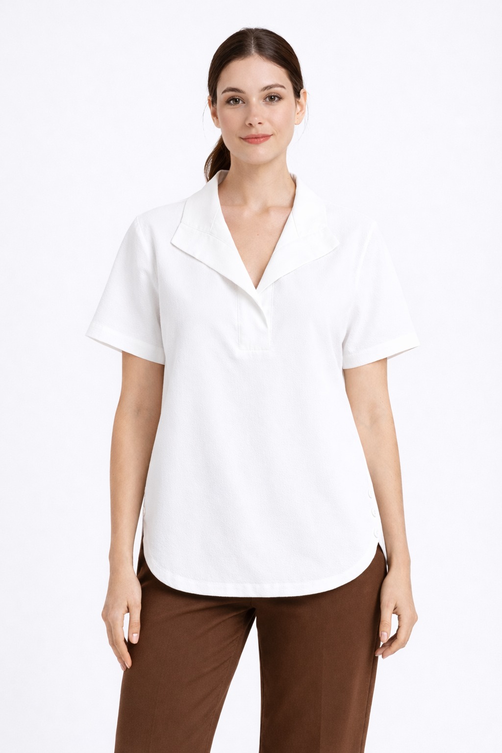 Geniş Yakalı Gömlek - Ekru